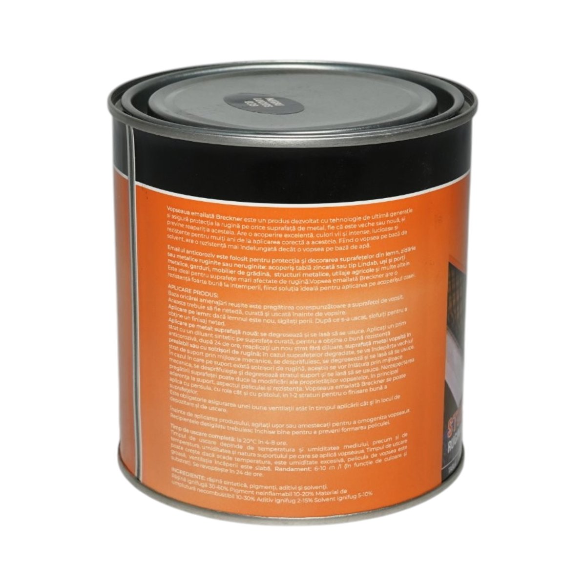 Vopsea email anticoroziva 3 in 1 negru lucios 039 pe baza de solvent 1L, direct pe rugina, interior si exterior Breckner Germany - imagine 2