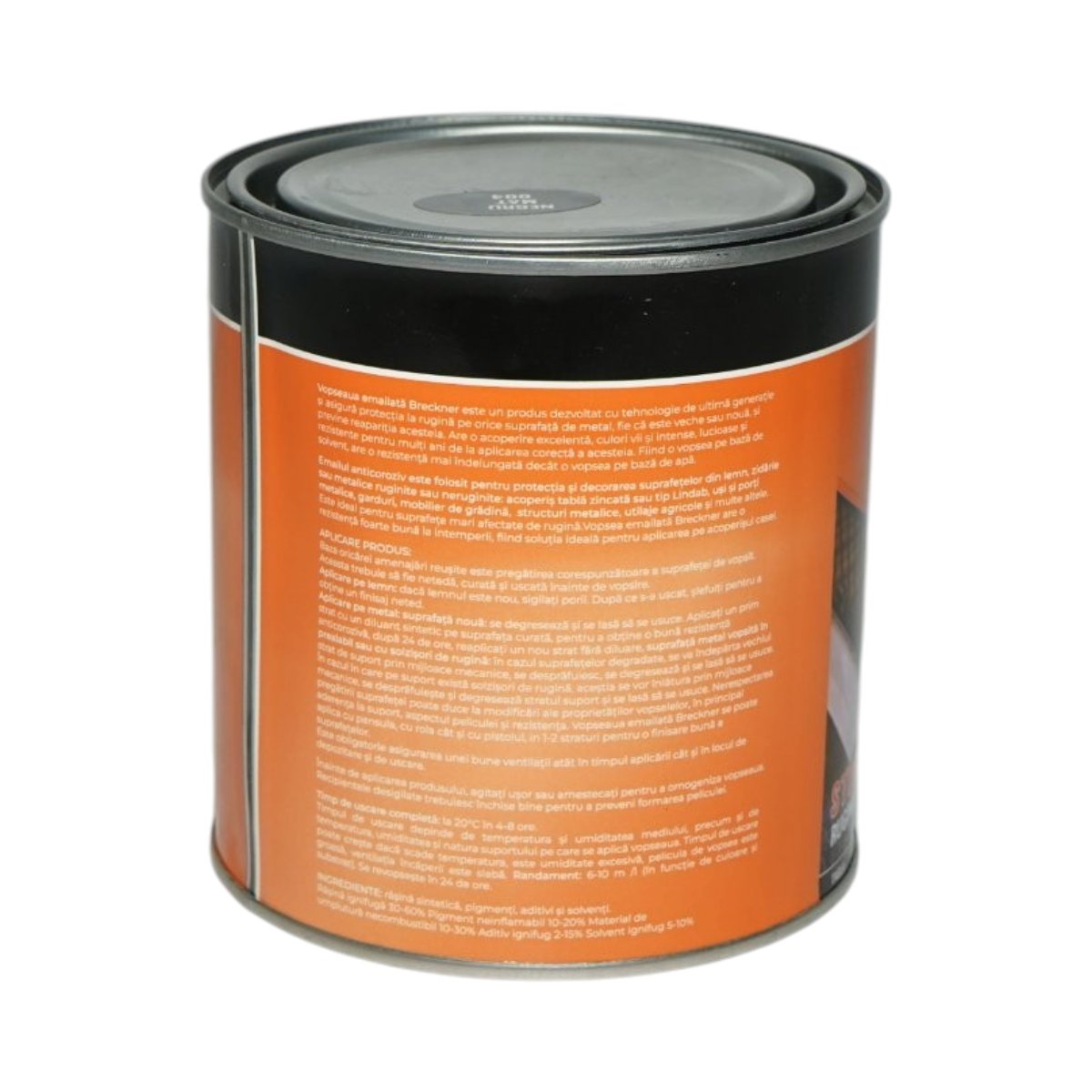 Vopsea email anticoroziva 3 in 1 negru mat 004 pe baza de solvent 1L, direct pe rugina, interior si exterior Breckner Germany - imagine 2