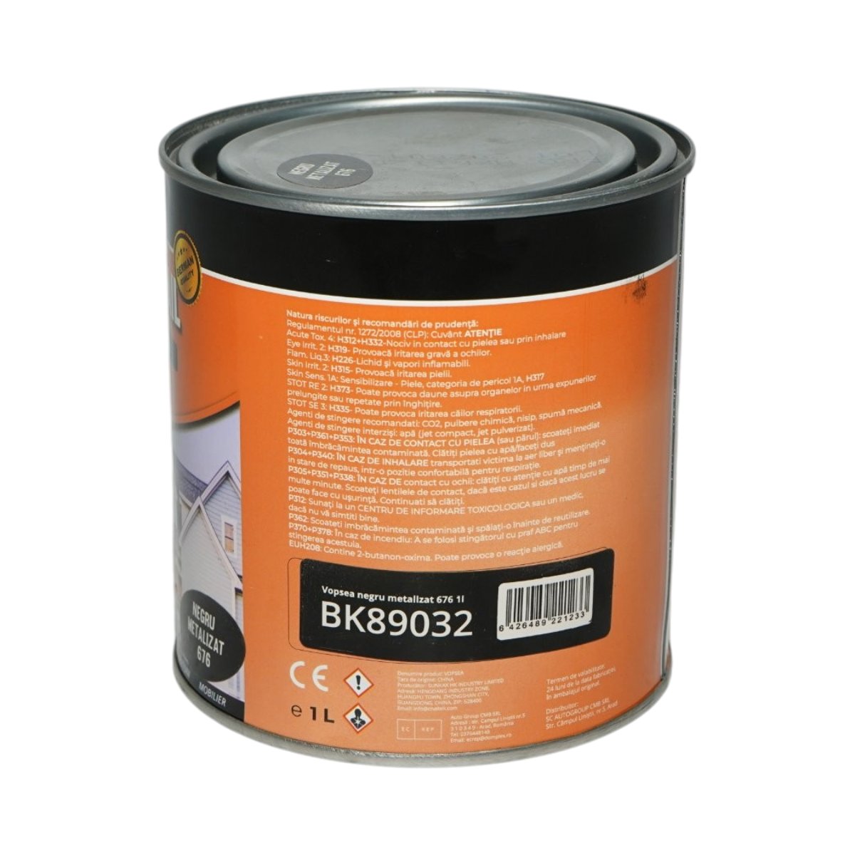 Vopsea email anticoroziva 3 in 1 negru metalizat 676 pe baza de solvent 1L, direct pe rugina, interior si exterior Breckner Germany - imagine 3