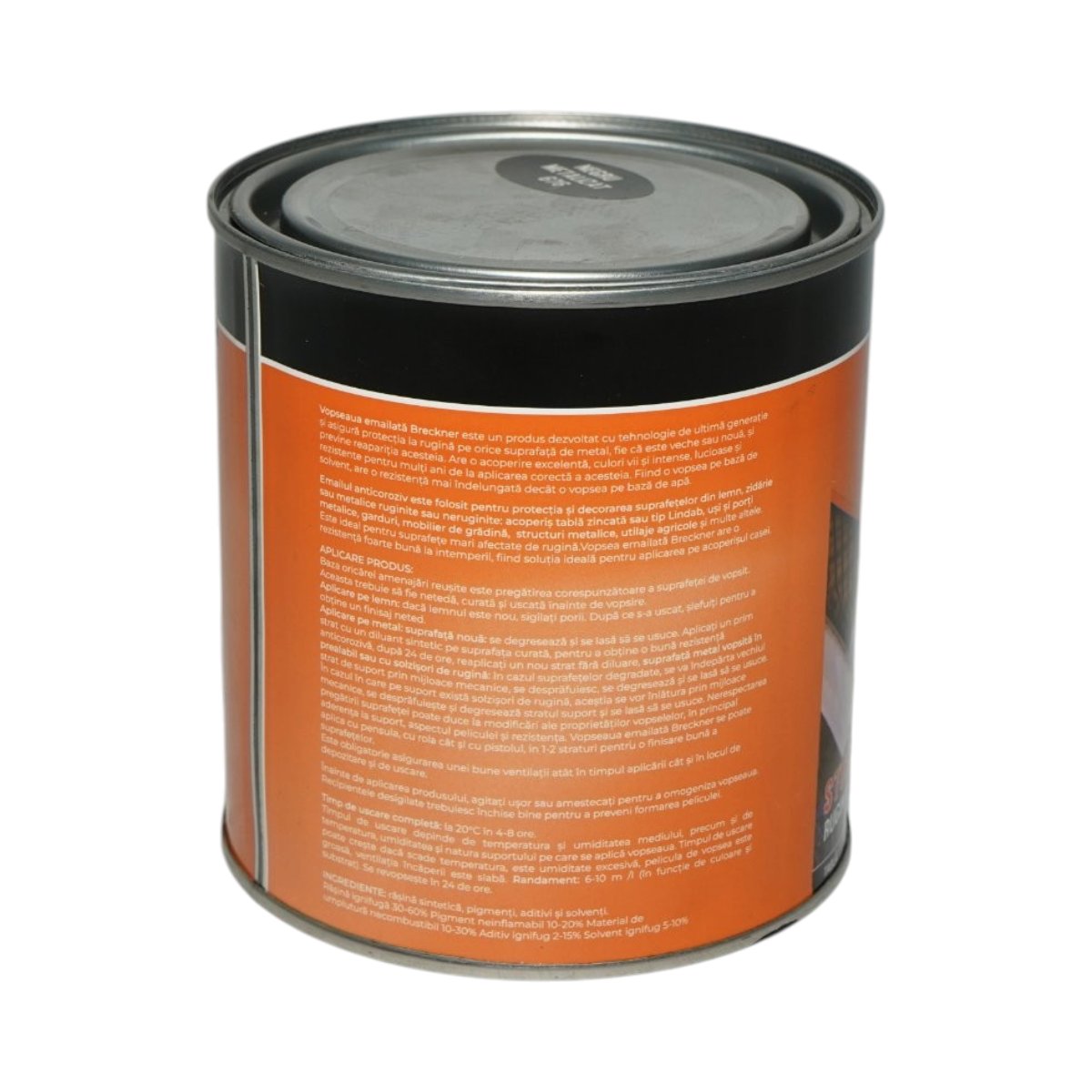 Vopsea email anticoroziva 3 in 1 negru metalizat 676 pe baza de solvent 1L, direct pe rugina, interior si exterior Breckner Germany - imagine 2