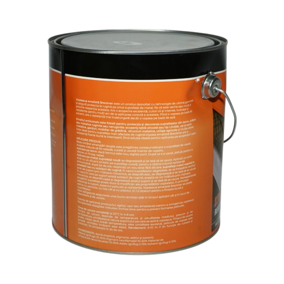 Vopsea email anticoroziva 3 in 1 argintiu 036 pe baza de solvent 3.5L, direct pe rugina, interior si exterior Breckner Germany - imagine 2