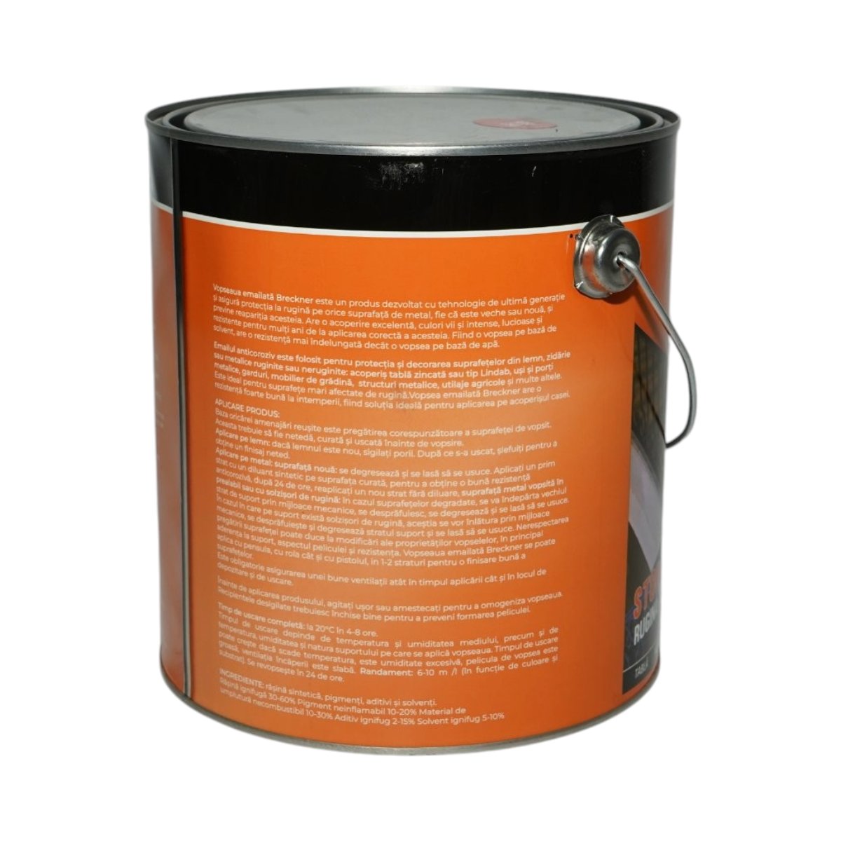 Vopsea email anticoroziva 3 in 1 rosu 250 pe baza de solvent 3.5L, direct pe rugina, interior si exterior Breckner Germany - imagine 2