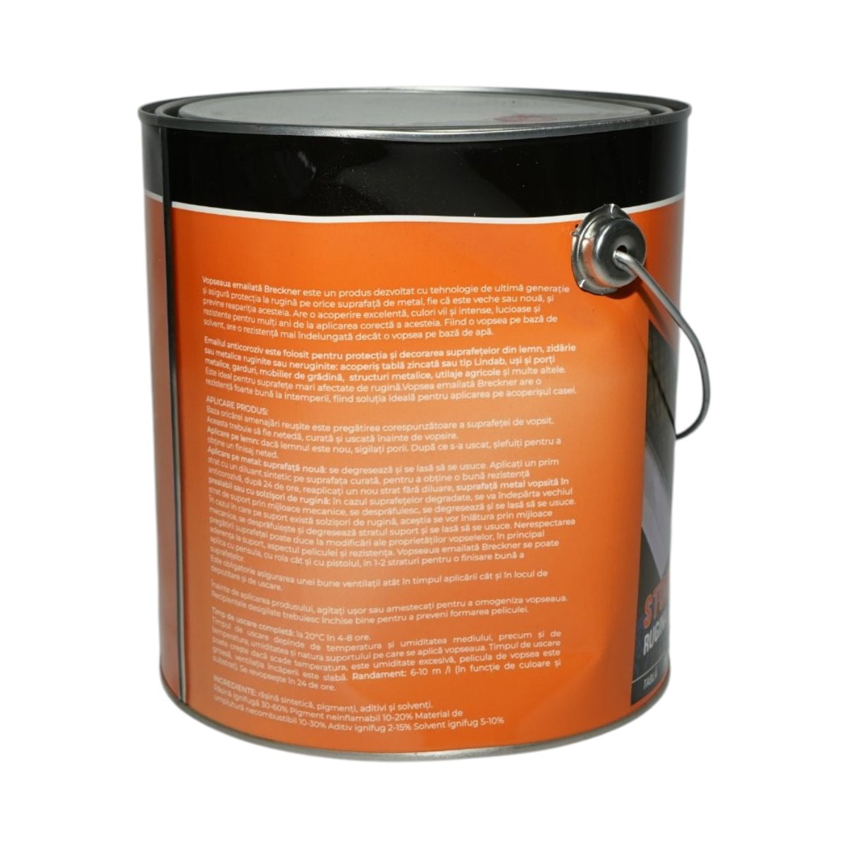 Vopsea email anticoroziva 3 in 1 rosu 270 pe baza de solvent 3.5L, direct pe rugina, interior si exterior Breckner Germany - imagine 2