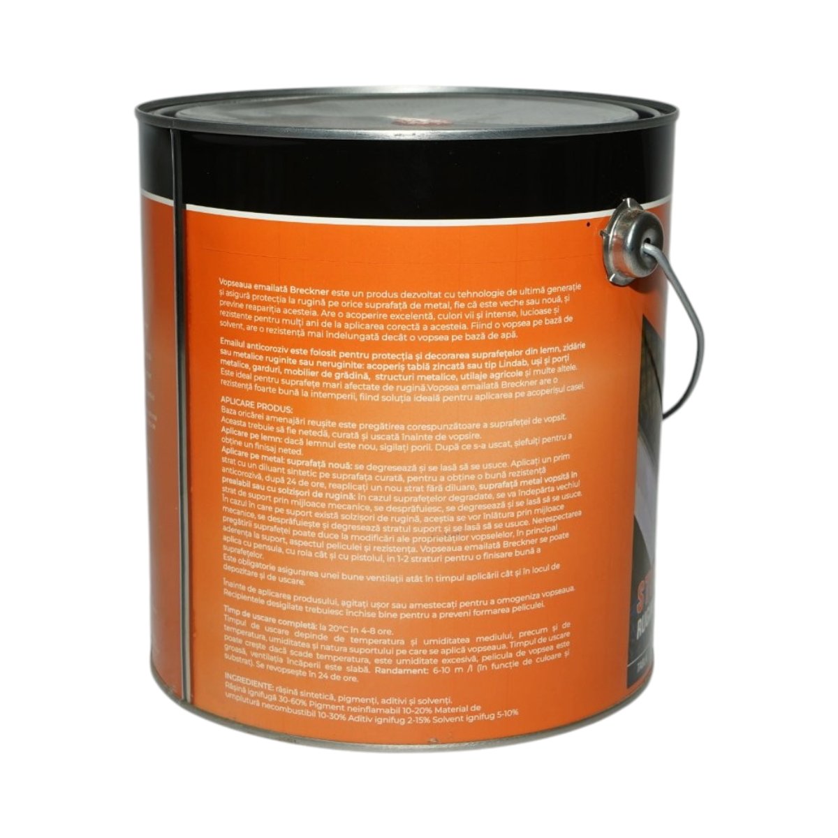 Vopsea email anticoroziva 3 in 1 portocaliu 2004 pe baza de solvent 3.5L, direct pe rugina, interior si exterior Breckner Germany - imagine 2