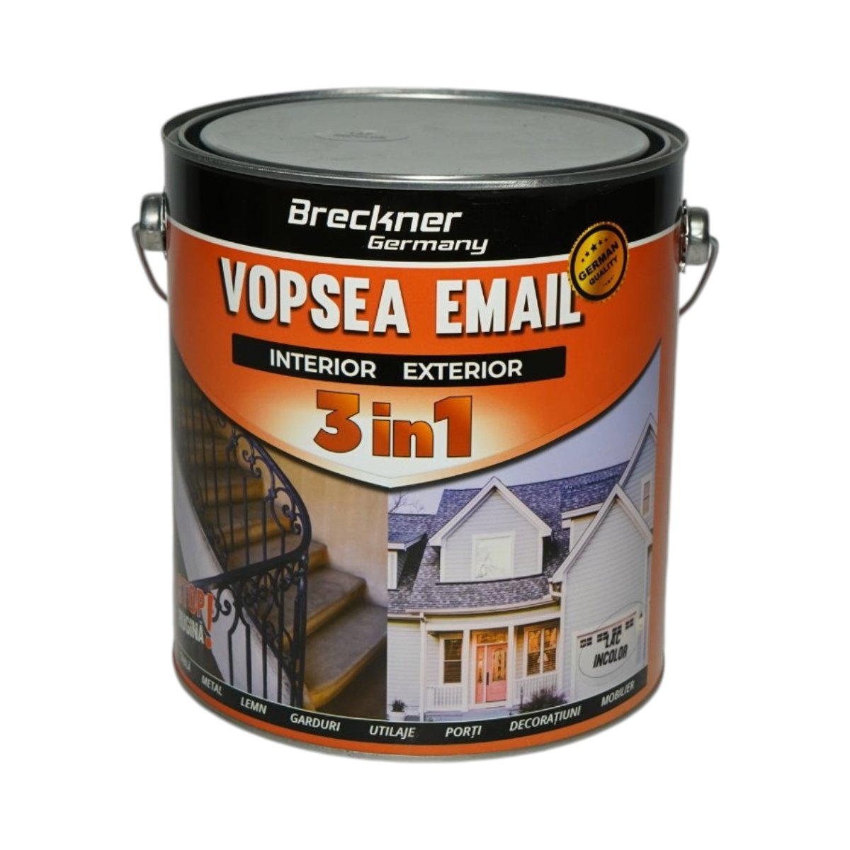 Vopsea email anticoroziva 3 in 1 lac incolor pe baza de solvent 3.5L, direct pe rugina, interior si exterior Breckner Germany