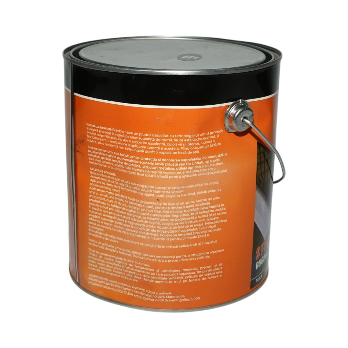 Vopsea email anticoroziva 3 in 1 negru lucios 039 pe baza de solvent 3.5L, direct pe rugina, interior si exterior Breckner Germany - imagine 2