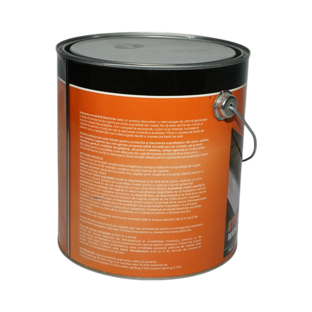 Vopsea email anticoroziva 3 in 1 negru mat 004 pe baza de solvent 3.5L, direct pe rugina, interior si exterior Breckner Germany - imagine 2
