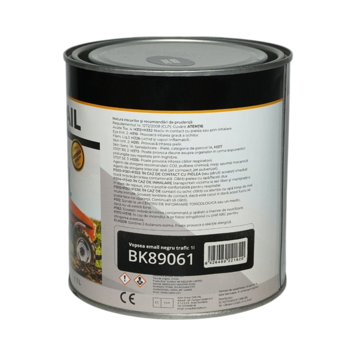 Vopsea email anticoroziva 3 in 1 negru trafic 1K pe baza de solvent 1L, direct pe rugina, interior si exterior Breckner Germany - imagine 3