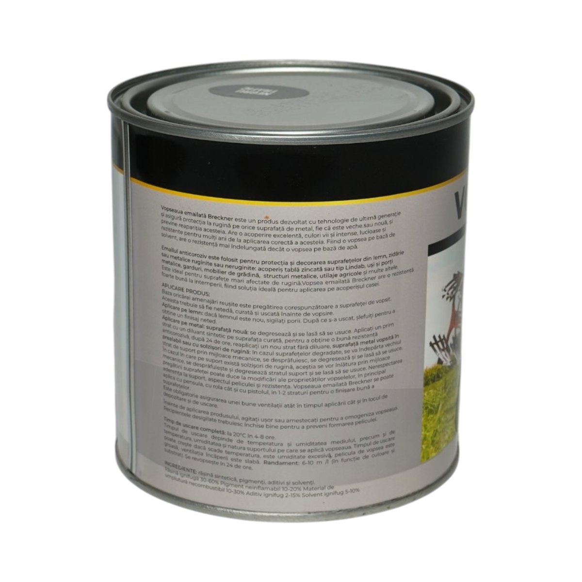 Vopsea email anticoroziva 3 in 1 negru trafic 1K pe baza de solvent 1L, direct pe rugina, interior si exterior Breckner Germany - imagine 2
