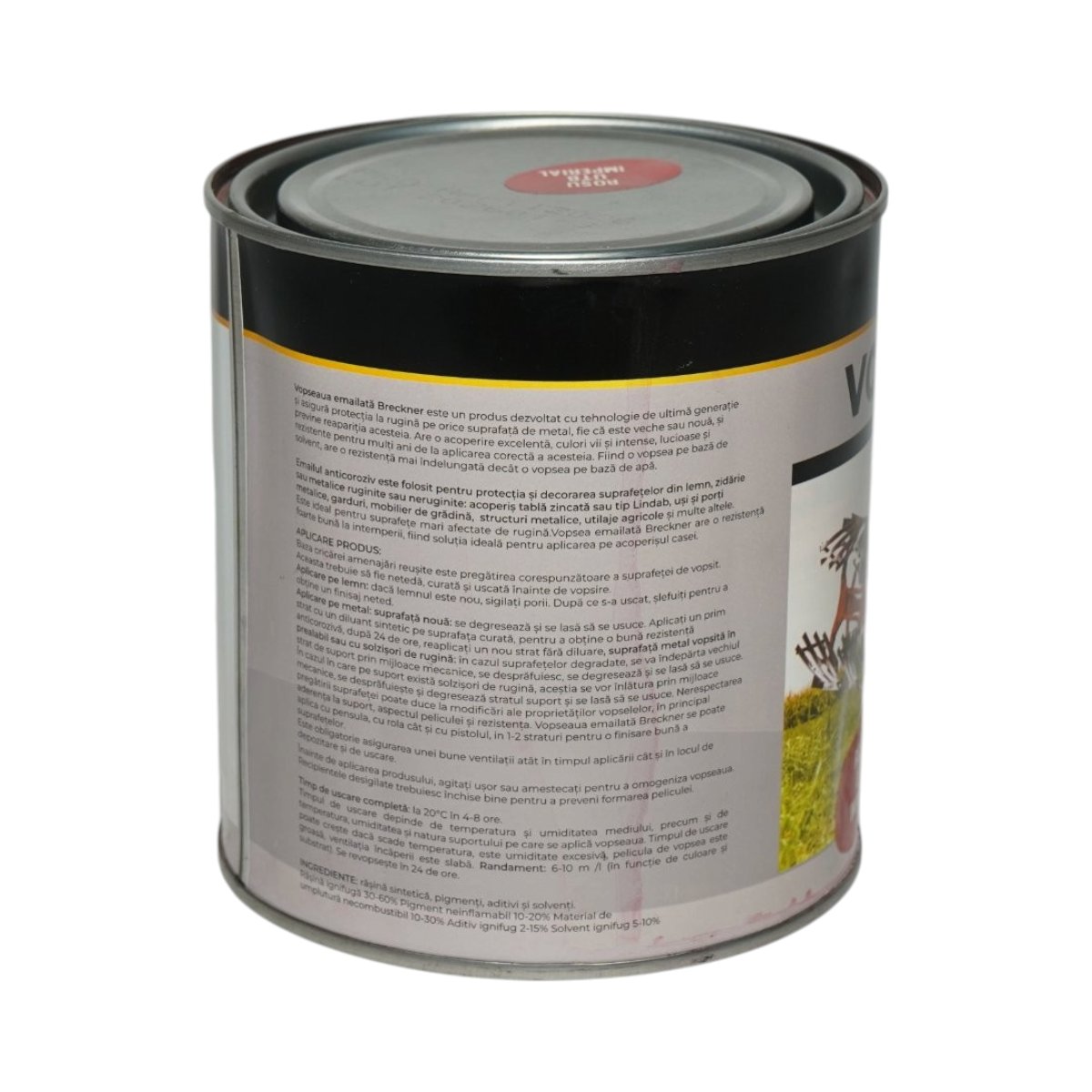 Vopsea email anticoroziva 3 in 1 rosu UTB imperial pe baza de solvent 1L, direct pe rugina, interior si exterior Breckner Germany - imagine 2