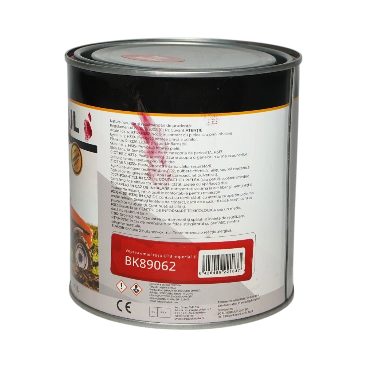Vopsea email anticoroziva 3 in 1 rosu UTB imperial pe baza de solvent 1L, direct pe rugina, interior si exterior Breckner Germany - imagine 3