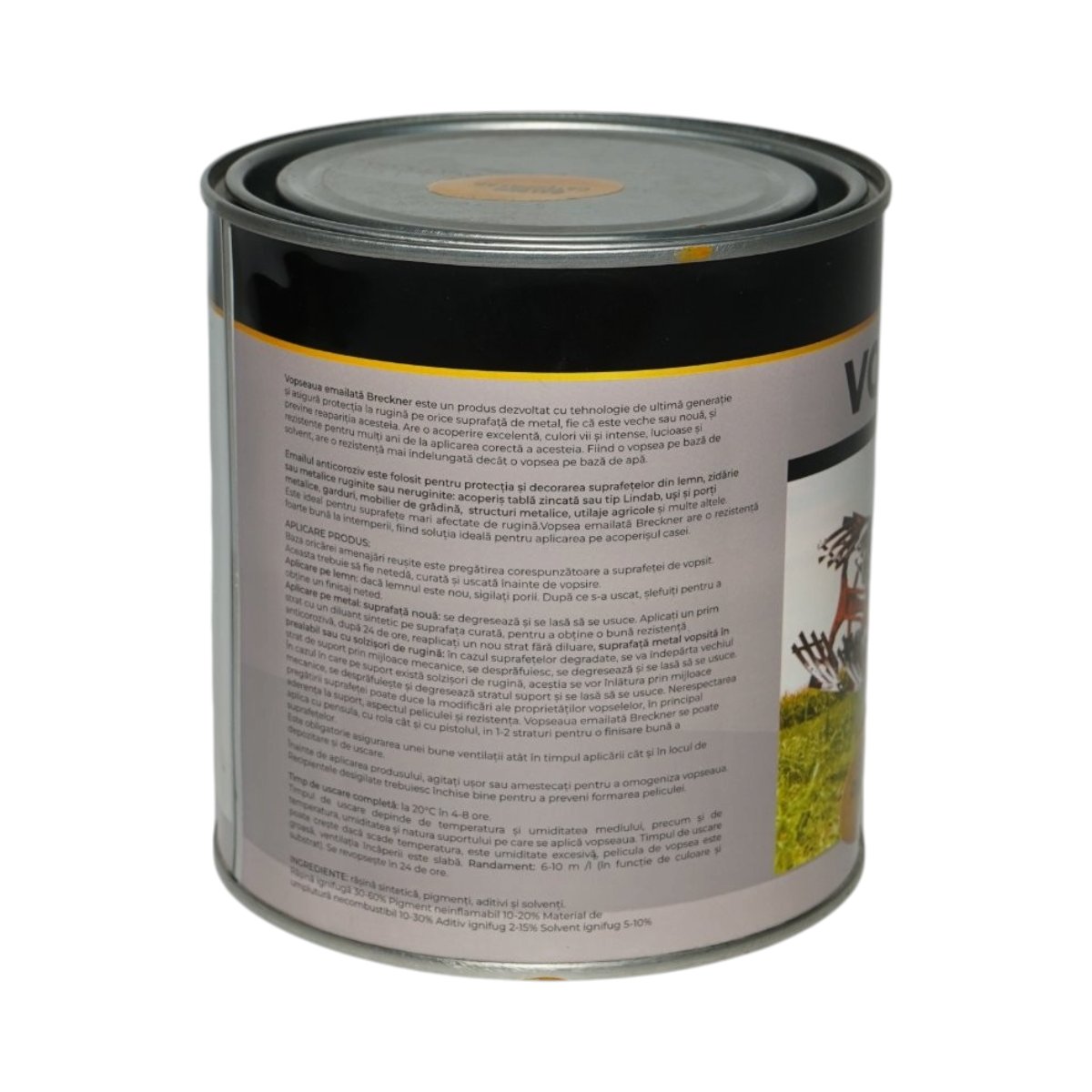 Vopsea email anticoroziva 3 in 1 galben Caterpillar pe baza de solvent 1L, direct pe rugina, interior si exterior Breckner Germany - imagine 2