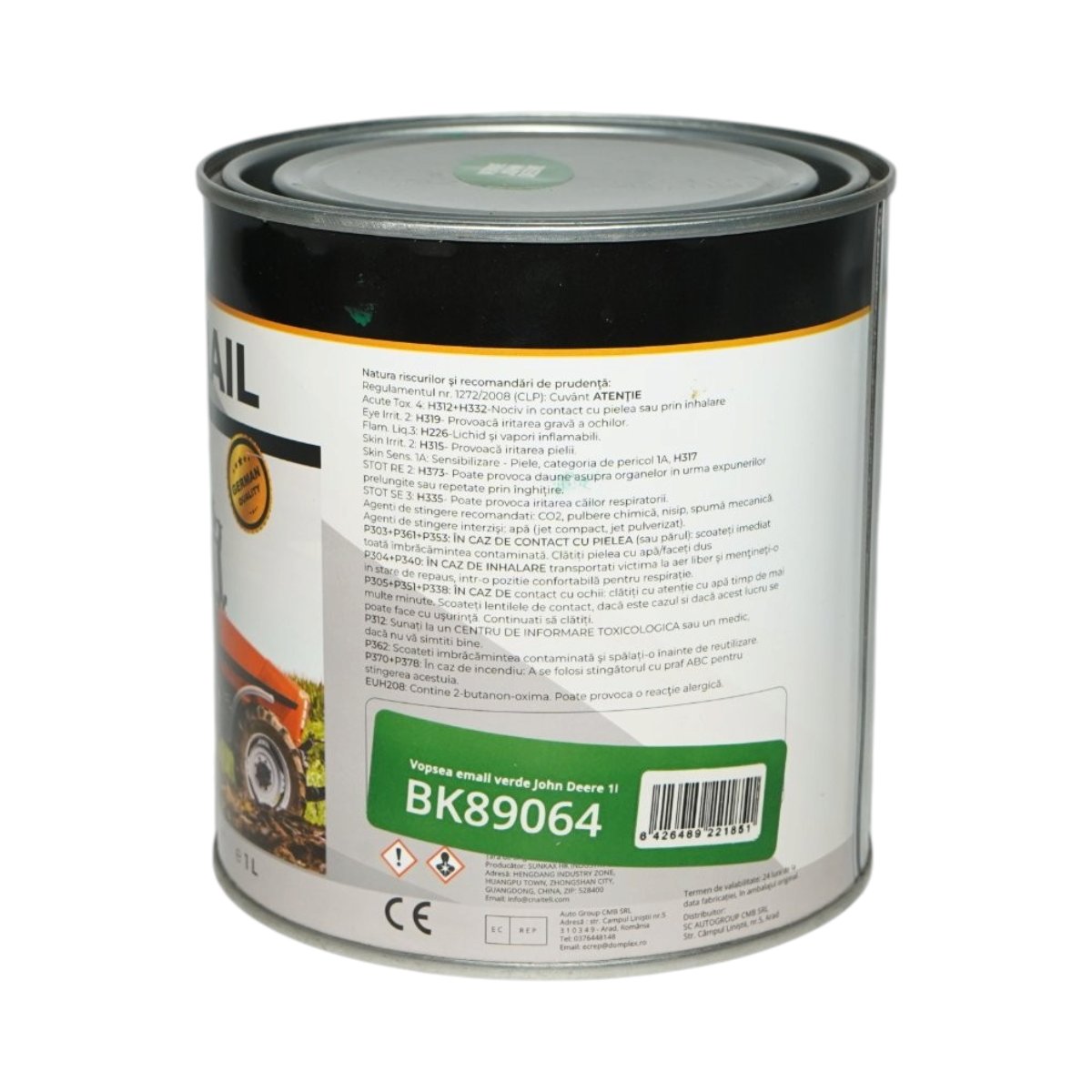 Vopsea email anticoroziva 3 in 1 verde John Deere 1K pe baza de solvent 1L, direct pe rugina, interior si exterior Breckner Germany - imagine 3