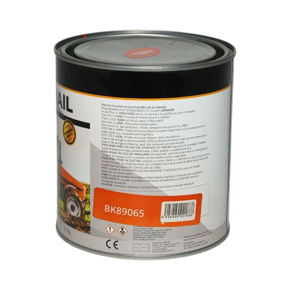 Vopsea email anticoroziva 3 in 1 portocaliu Kubota 1K pe baza de solvent 1L, direct pe rugina, interior si exterior Breckner Germany - imagine 3