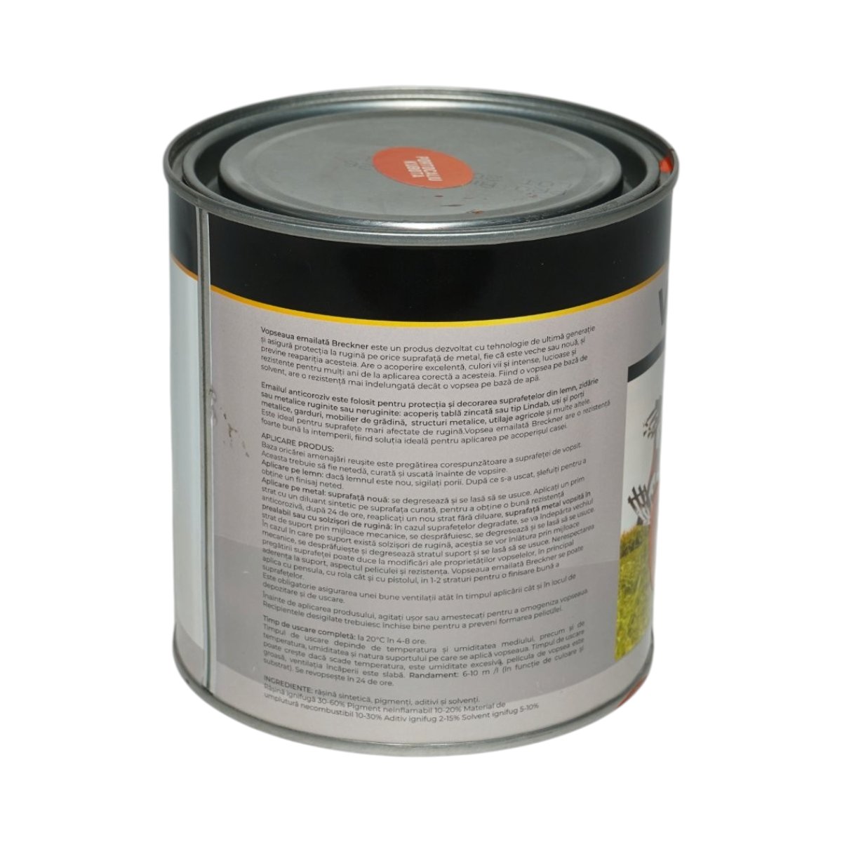 Vopsea email anticoroziva 3 in 1 portocaliu Kubota 1K pe baza de solvent 1L, direct pe rugina, interior si exterior Breckner Germany - imagine 2