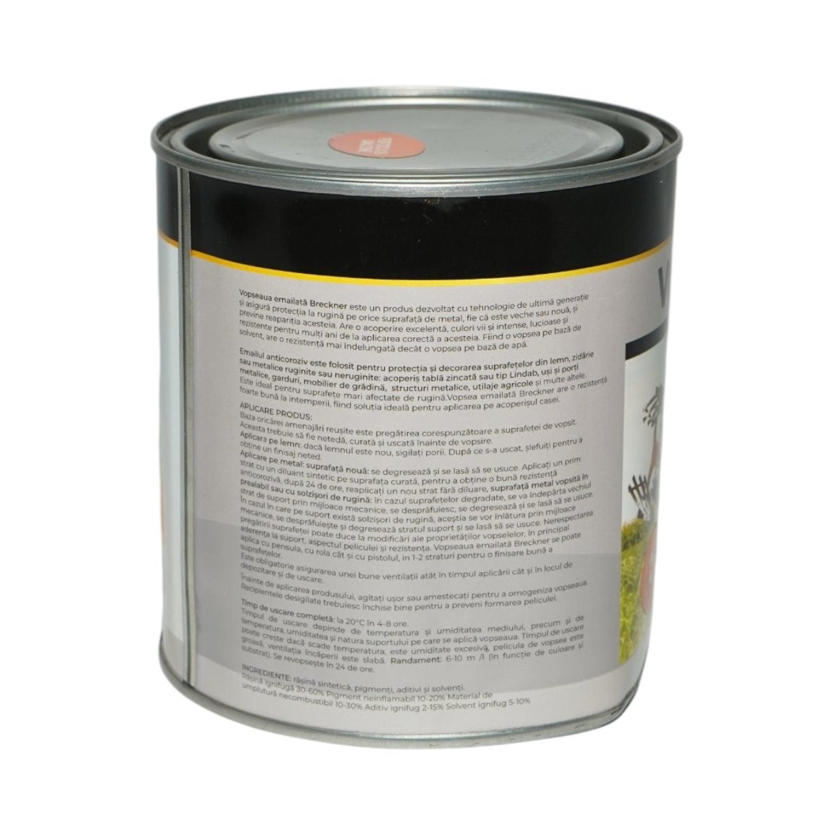Vopsea email anticoroziva 3 in 1 portocaliu Amazone 1K pe baza de solvent 1L, direct pe rugina, interior si exterior Breckner Germany - imagine 2