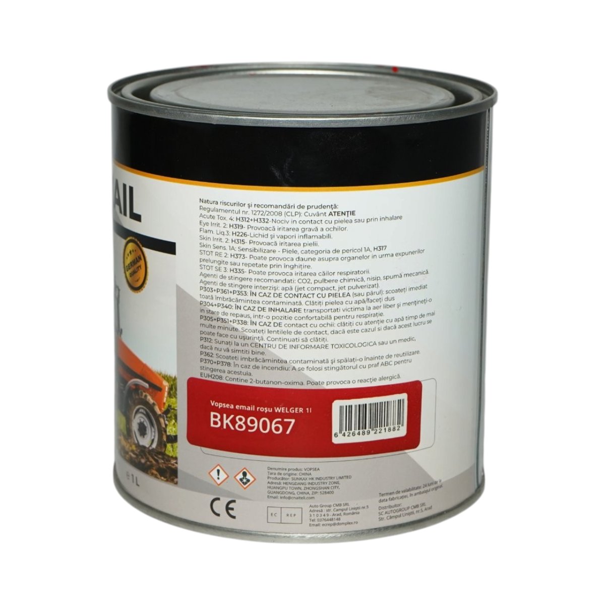 Vopsea email anticoroziva 3 in 1 rosu Welger 1K pe baza de solvent 1L, direct pe rugina, interior si exterior Breckner Germany - imagine 3