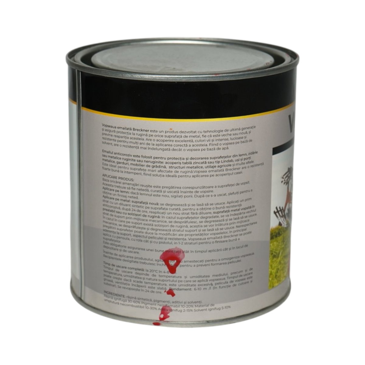 Vopsea email anticoroziva 3 in 1 rosu Welger 1K pe baza de solvent 1L, direct pe rugina, interior si exterior Breckner Germany - imagine 2
