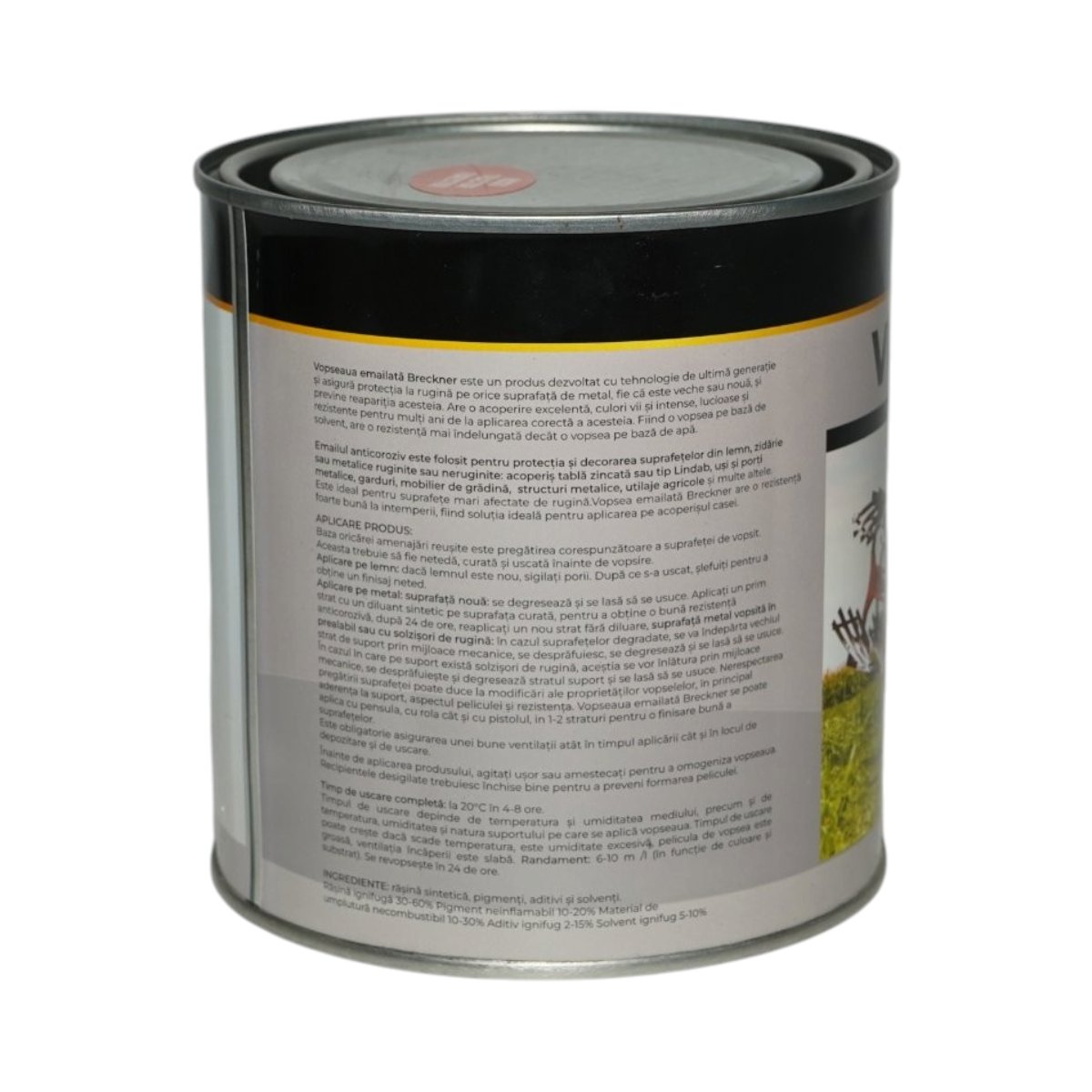 Vopsea email anticoroziva 3 in 1 rosu Tractor Forestier 1K pe baza de solvent 1L, direct pe rugina, interior si exterior Breckner Germany - imagine 2