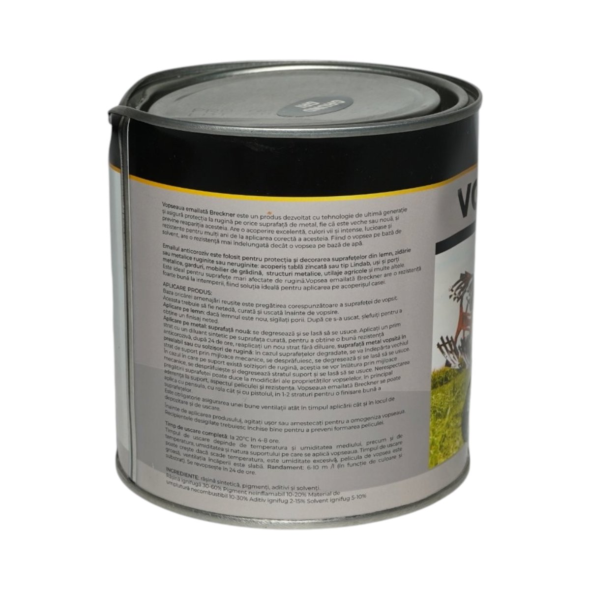 Vopsea email anticoroziva 3 in 1 grund gri pe baza de solvent 1L, direct pe rugina, interior si exterior Breckner Germany - imagine 2