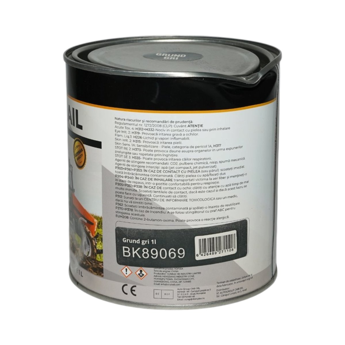 Vopsea email anticoroziva 3 in 1 grund gri pe baza de solvent 1L, direct pe rugina, interior si exterior Breckner Germany - imagine 3
