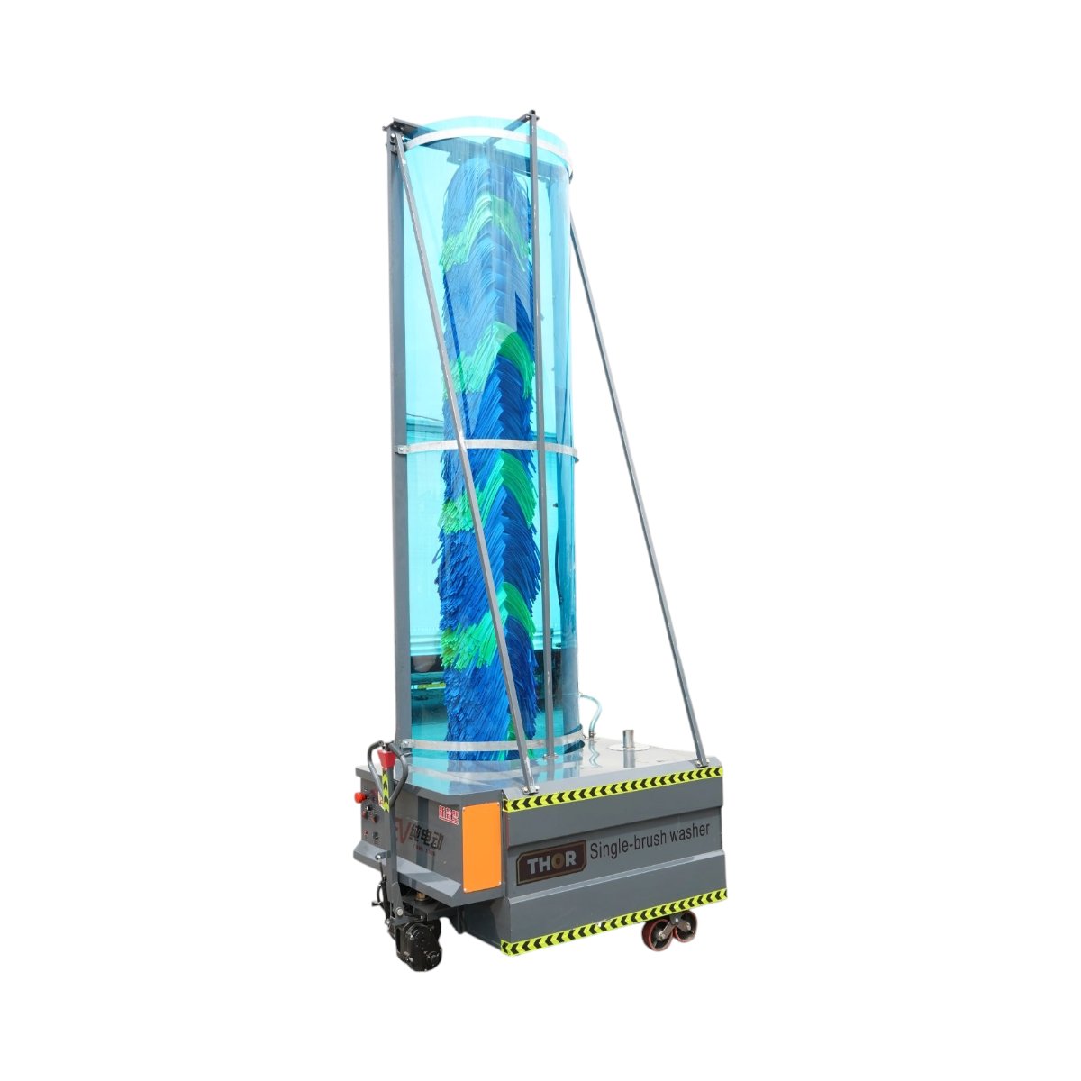 Masina electrica automata de spalat autobuze si camioane 48V, 1800W, baterie Li-ion 60Ah, perie verticala 3.8m, rezervor apa 550L THOR