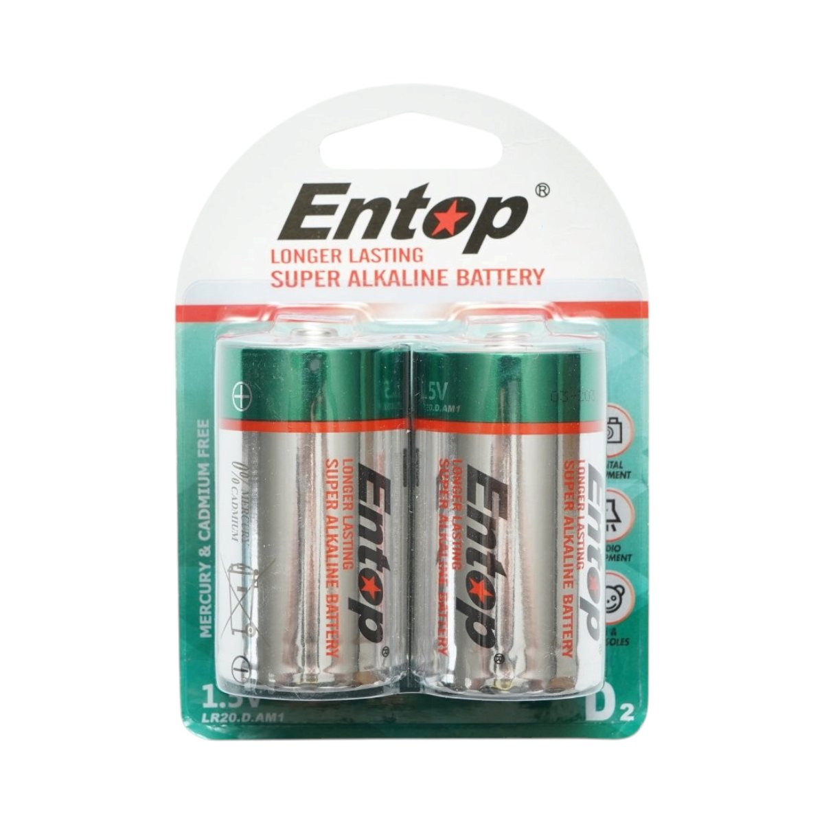 Baterie alcalina D 1.5V LR20 AM1 2 buc/set Entop