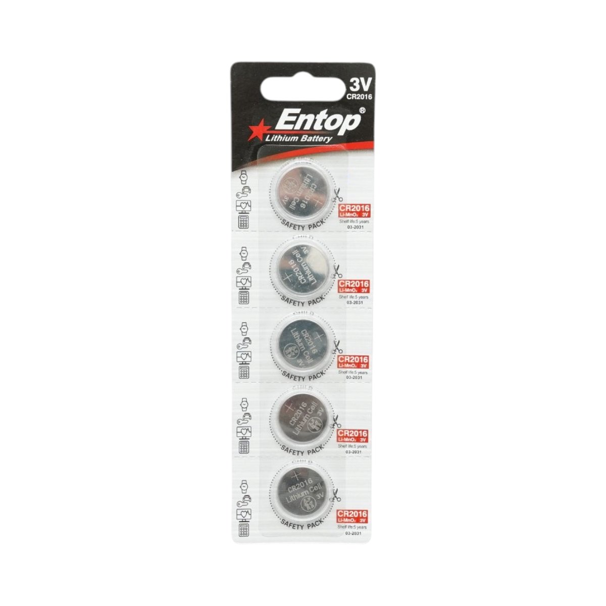Baterie litiu CR2016 3V tip pastila 5 buc/set Entop - imagine 2