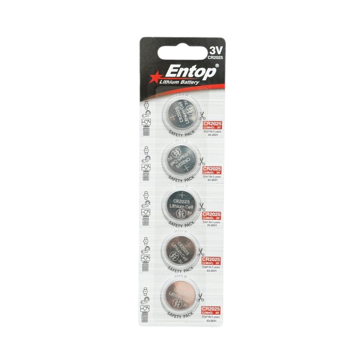 Baterie litiu CR2025 3V tip pastila 5 buc/set Entop - imagine 2