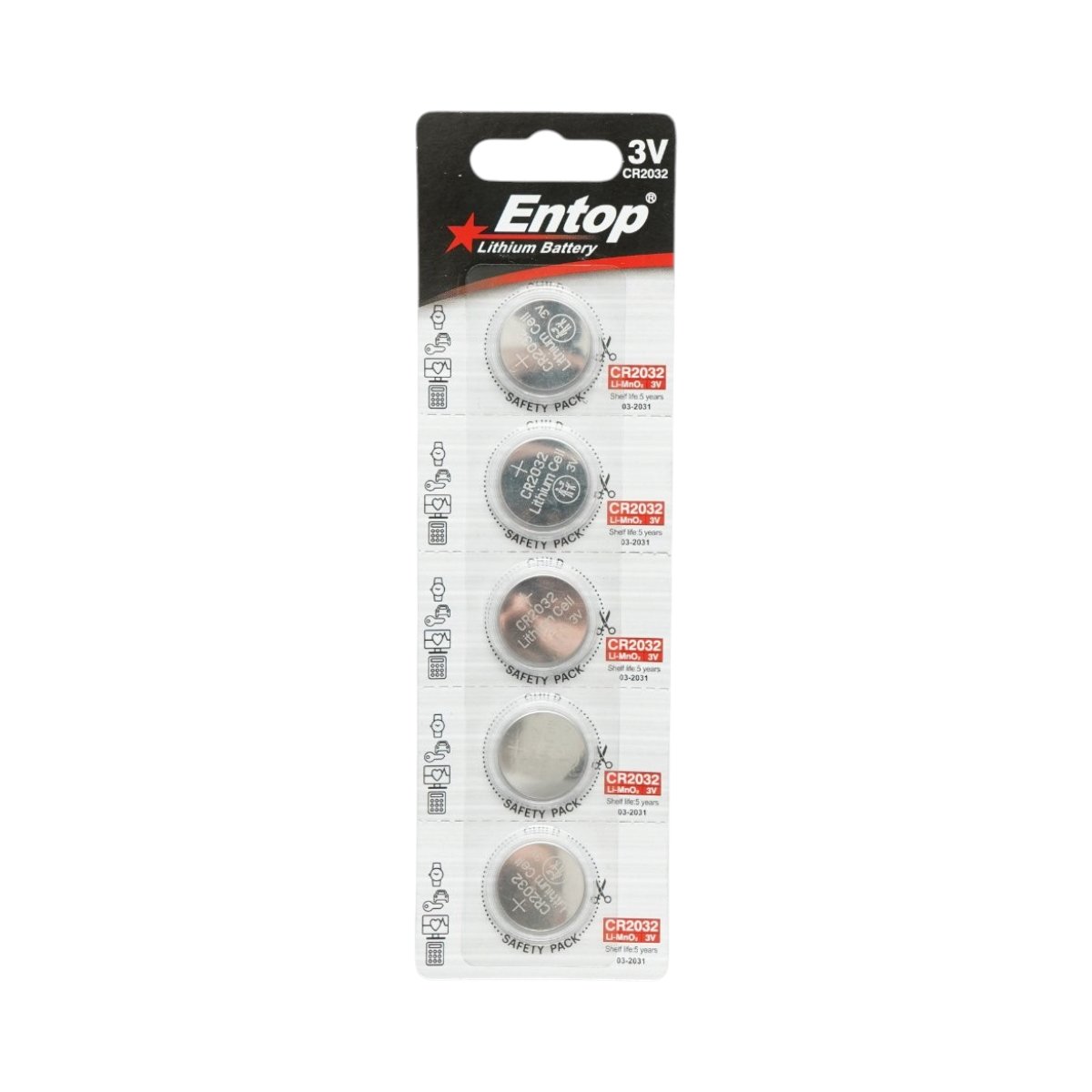 Baterie litiu CR2032 3V tip pastila 5 buc/set Entop - imagine 2