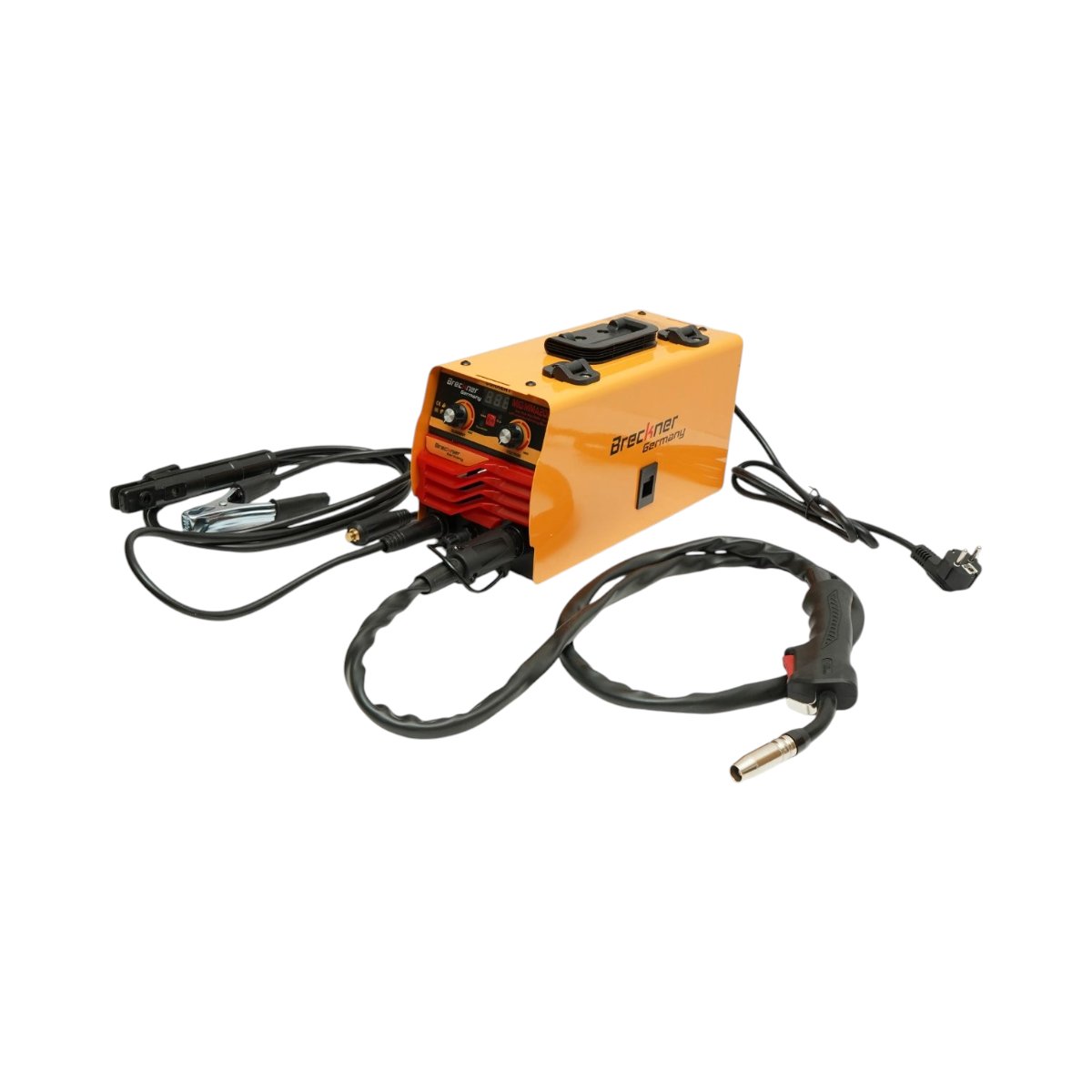 Aparat de sudura invertor 2 in 1 MIG/MMA fara gaz 200A, 220V, afisaj digital, sudare cu electrozi, rola sarma Flux Core E71T-GS inclusa Breckner Germany - imagine 2