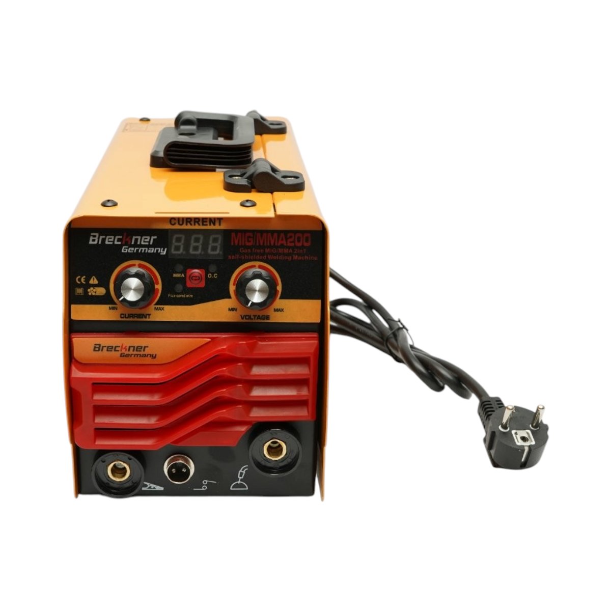 Aparat de sudura invertor 2 in 1 MIG/MMA fara gaz 200A, 220V, afisaj digital, sudare cu electrozi, rola sarma Flux Core E71T-GS inclusa Breckner Germany - imagine 4