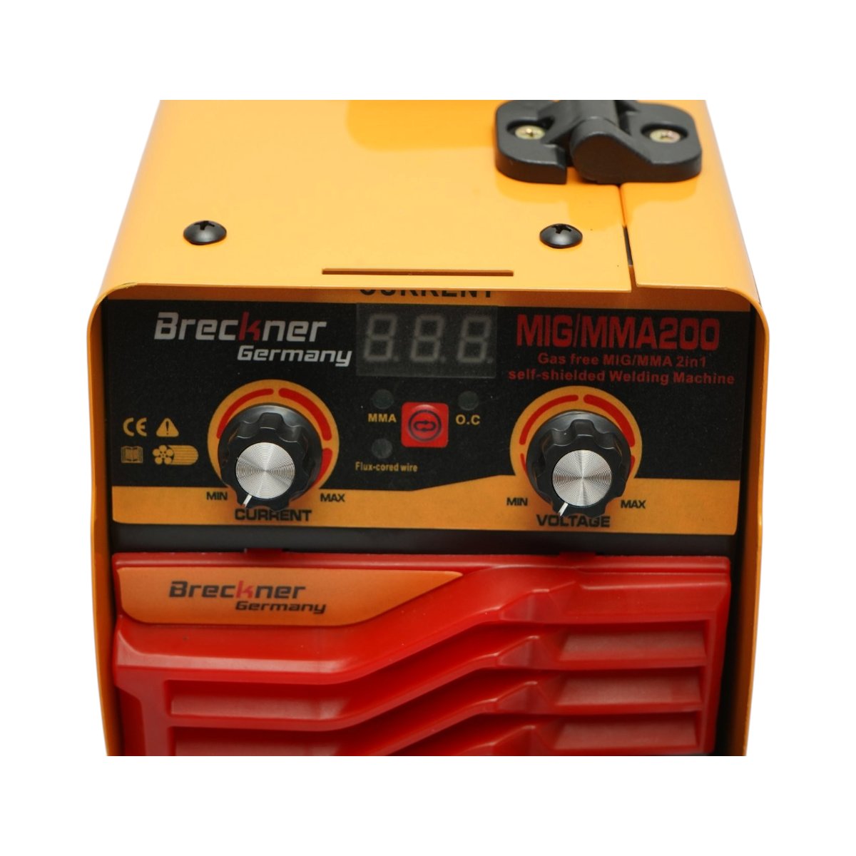 Aparat de sudura invertor 2 in 1 MIG/MMA fara gaz 200A, 220V, afisaj digital, sudare cu electrozi, rola sarma Flux Core E71T-GS inclusa Breckner Germany - imagine 11