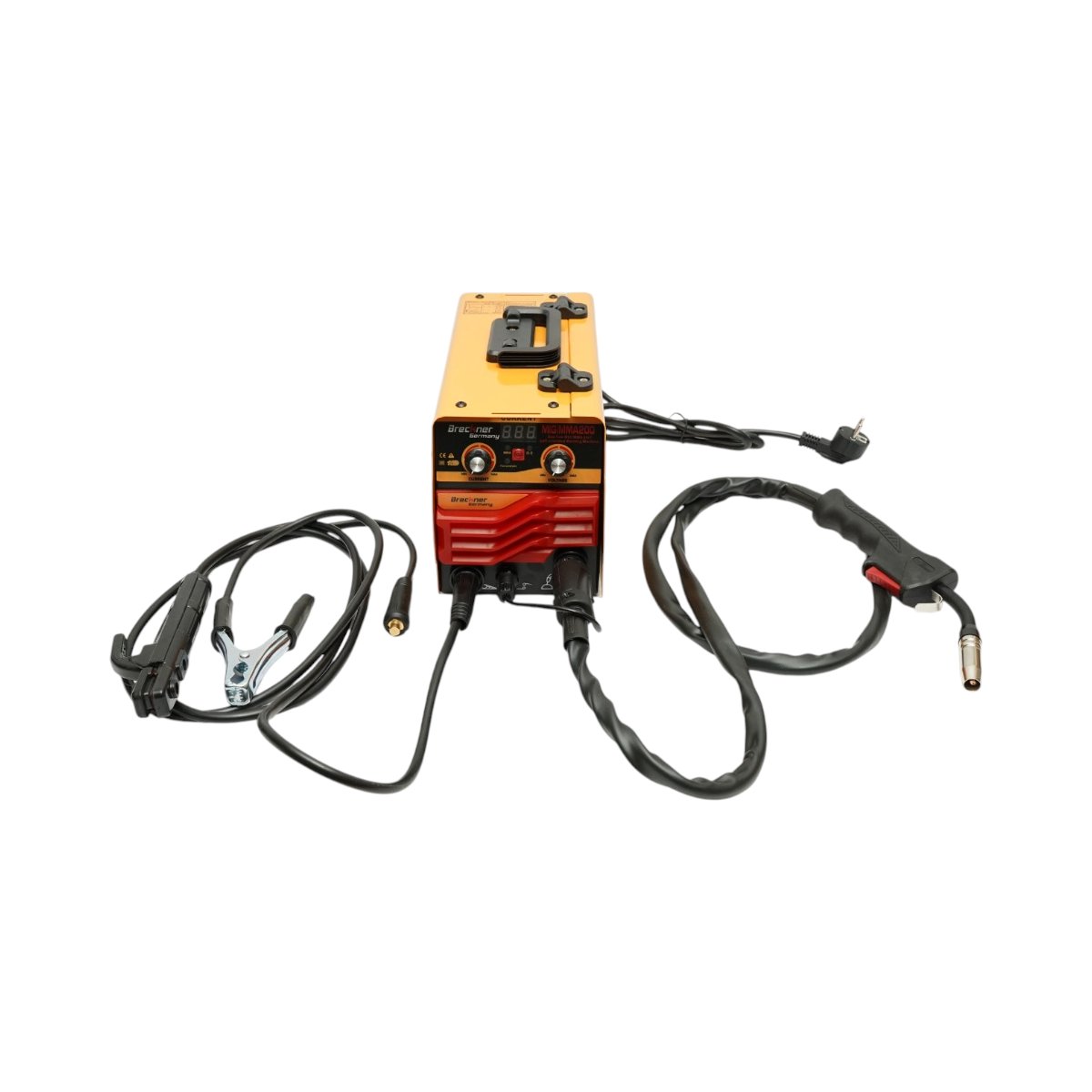 Aparat de sudura invertor 2 in 1 MIG/MMA fara gaz 200A, 220V, afisaj digital, sudare cu electrozi, rola sarma Flux Core E71T-GS inclusa Breckner Germany - imagine 3