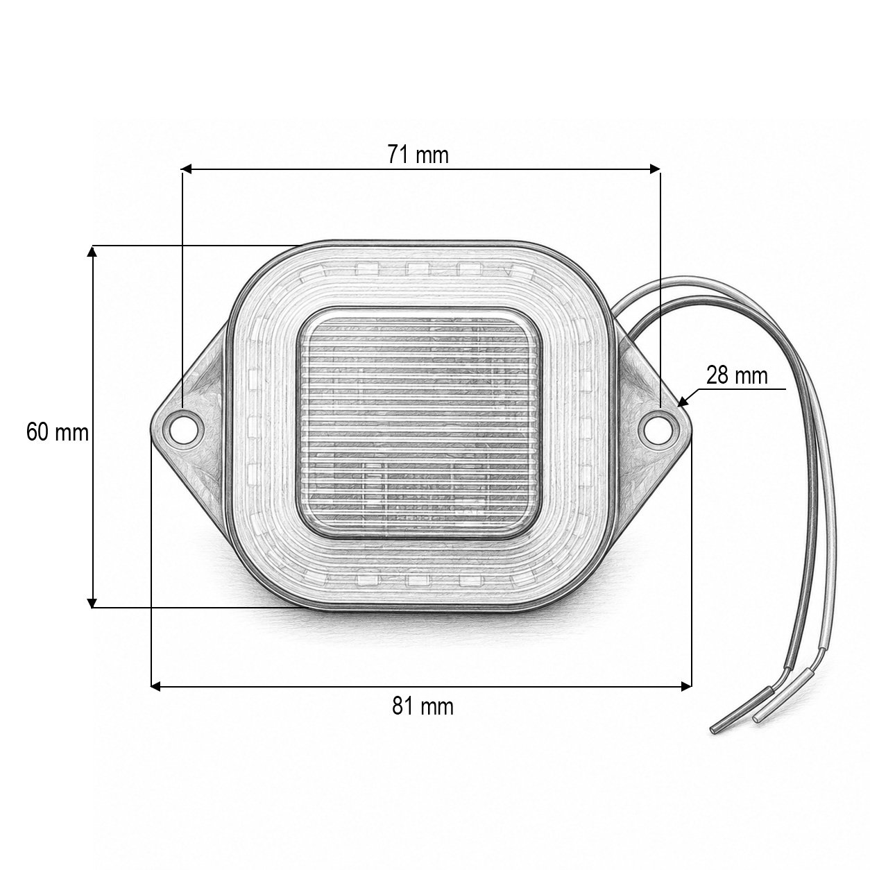 Lampa laterala LED patrata 12-24V, galben fumuriu, 24 LED-uri 60x60mm Breckner Germany - imagine 3
