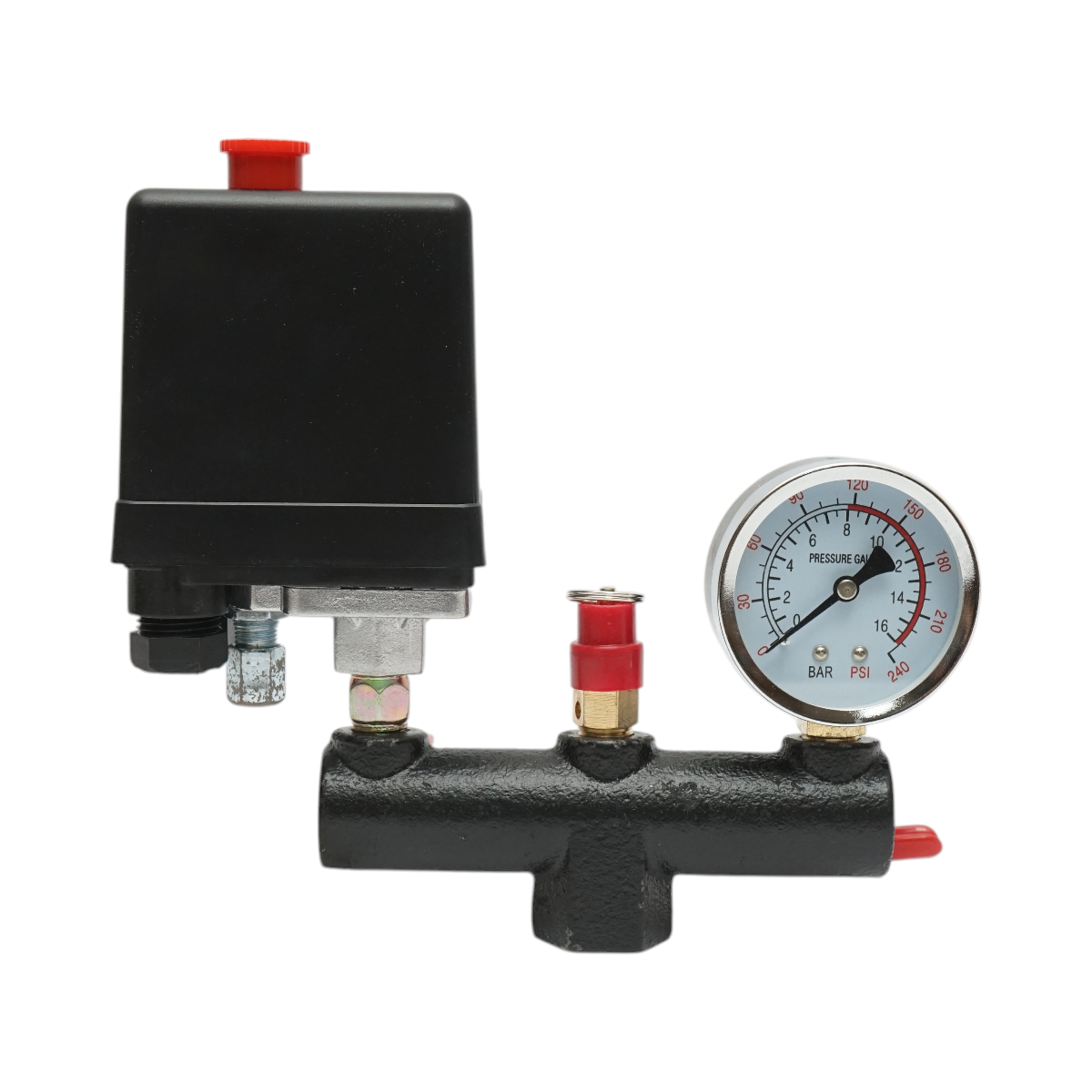 Presostat complet cu manometru 220V, 15A, presiune maxima 12 bar pentru compersor aer DISGM62, DISGM63, DISGM66 - imagine 2