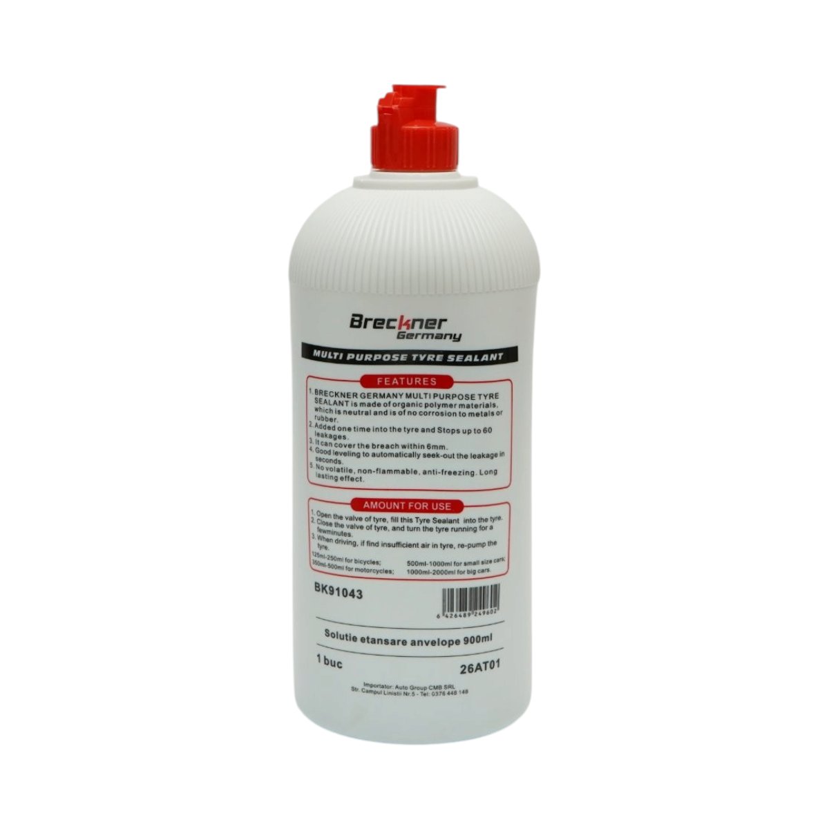 Solutie etansare anvelope tubeless si reparare perforatii 900ml Multi Purpose Tyre Sealant Breckner Germany - imagine 2