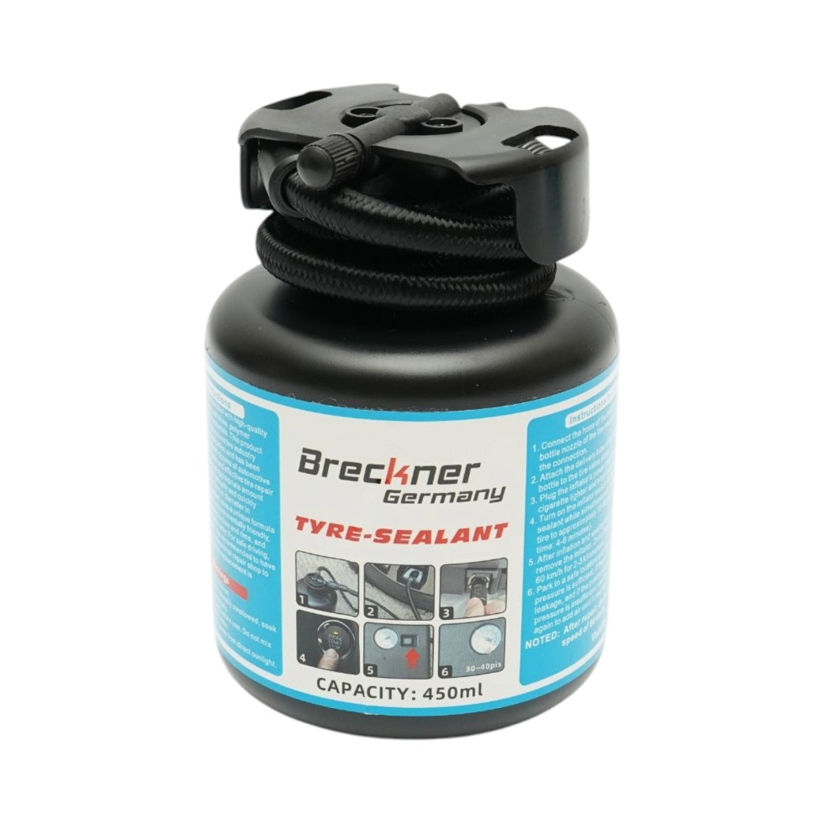Kit reparatie pana anvelope cu compresor 12V si solutie etansare 450ml Breckner Germany - imagine 5