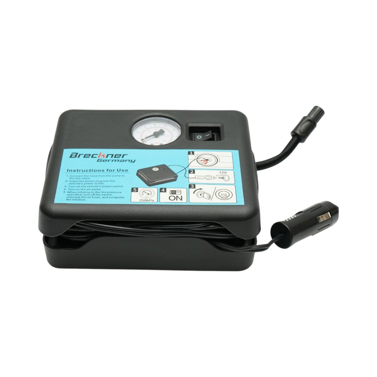 Kit reparatie pana anvelope cu compresor 12V si solutie etansare 450ml Breckner Germany - imagine 8