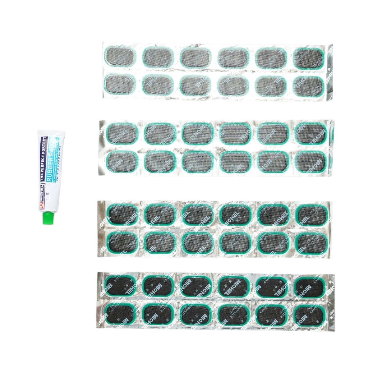 Set 48 petice vulcanizare ovale 24x35mm + 1 tub adeziv 20ml pentru camere de aer M-48 Michel - imagine 5