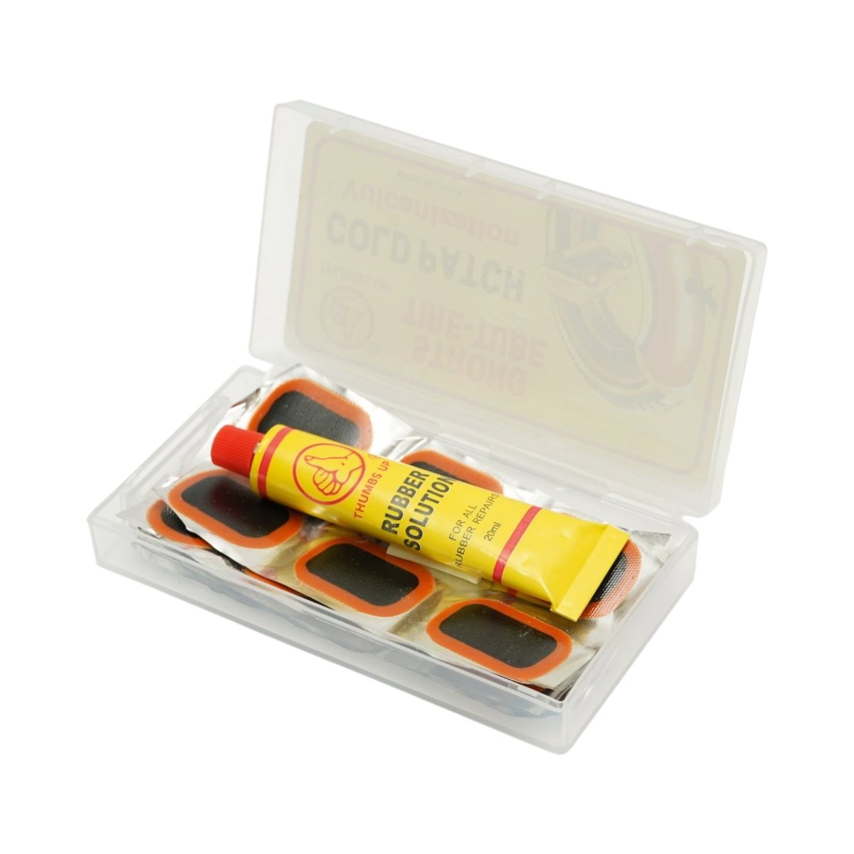 Set 24 petice vulcanizare anvelope si camere de aer 24x35mm, 25mm, 32x50mm + 1 tub adeziv 20ml - imagine 2