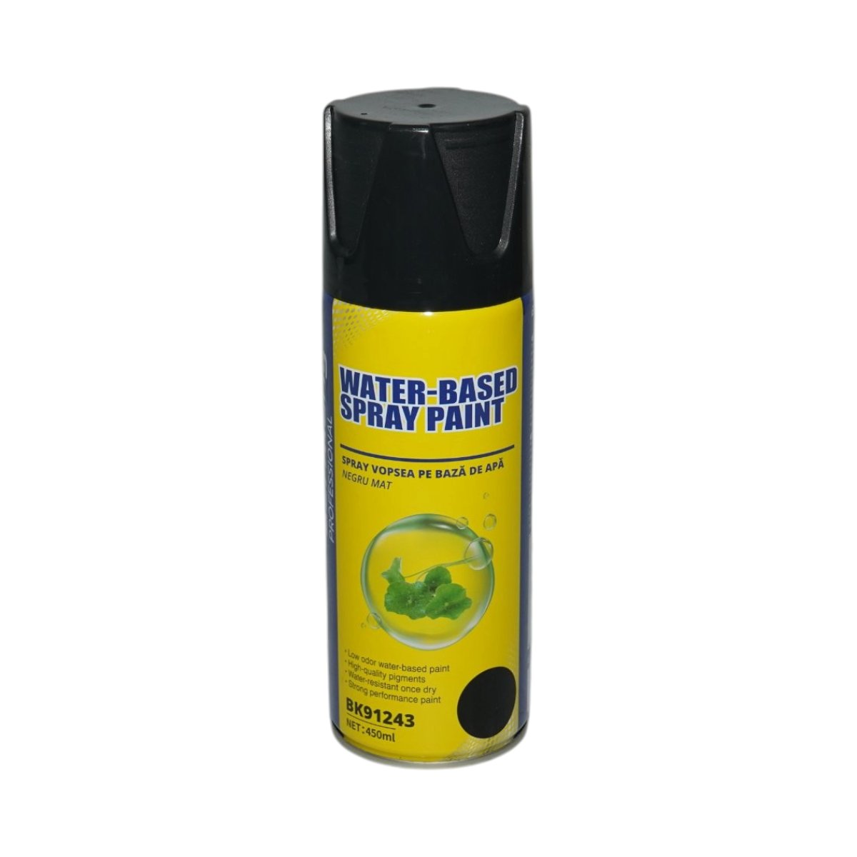 Spray vopsea negru mat pe baza de apa 450ml Breckner Germany