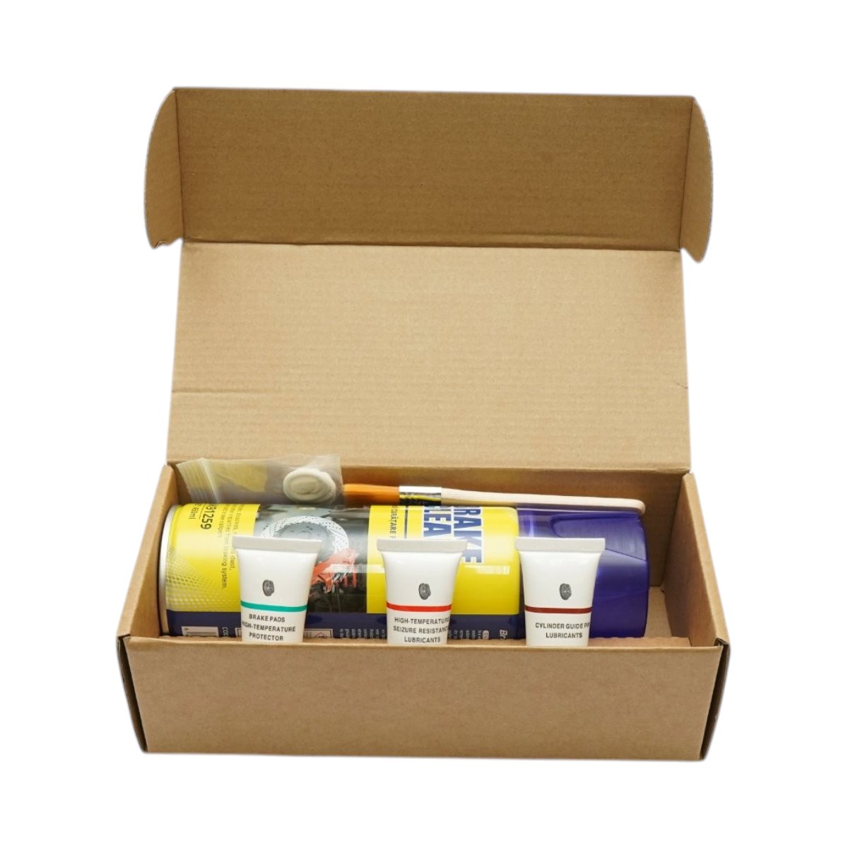 Kit intretinere sistem franare cu spray curatare frane, pasta anti-scartait, lubrifiant temperaturi ridicate si vaselina etrieri Breckner Germany - imagine 3