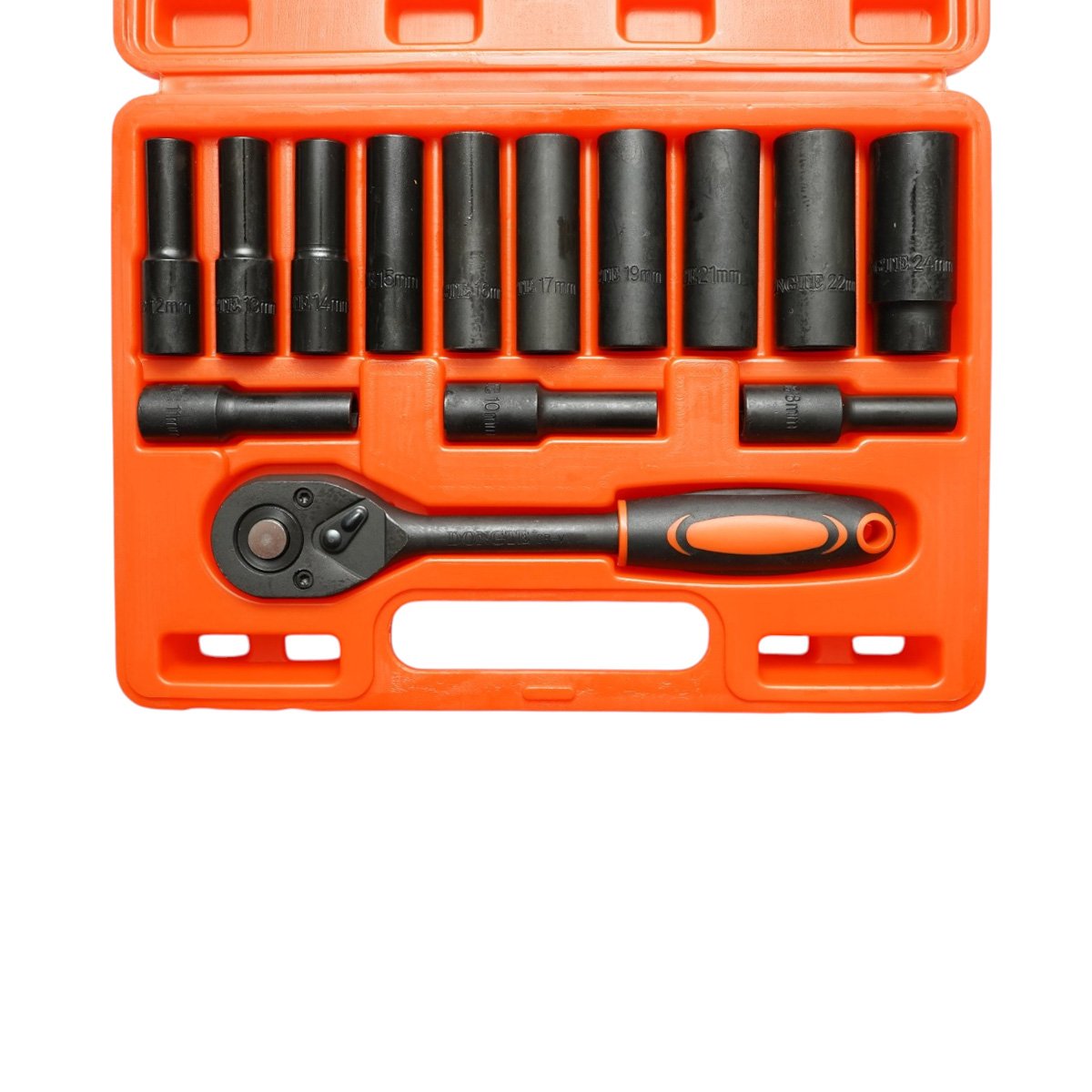 Trusa chei tubulare lungi 8-24mm, antrenor cu clichet 1/2 inch Cr-V 14 piese Breckner Germany - imagine 3