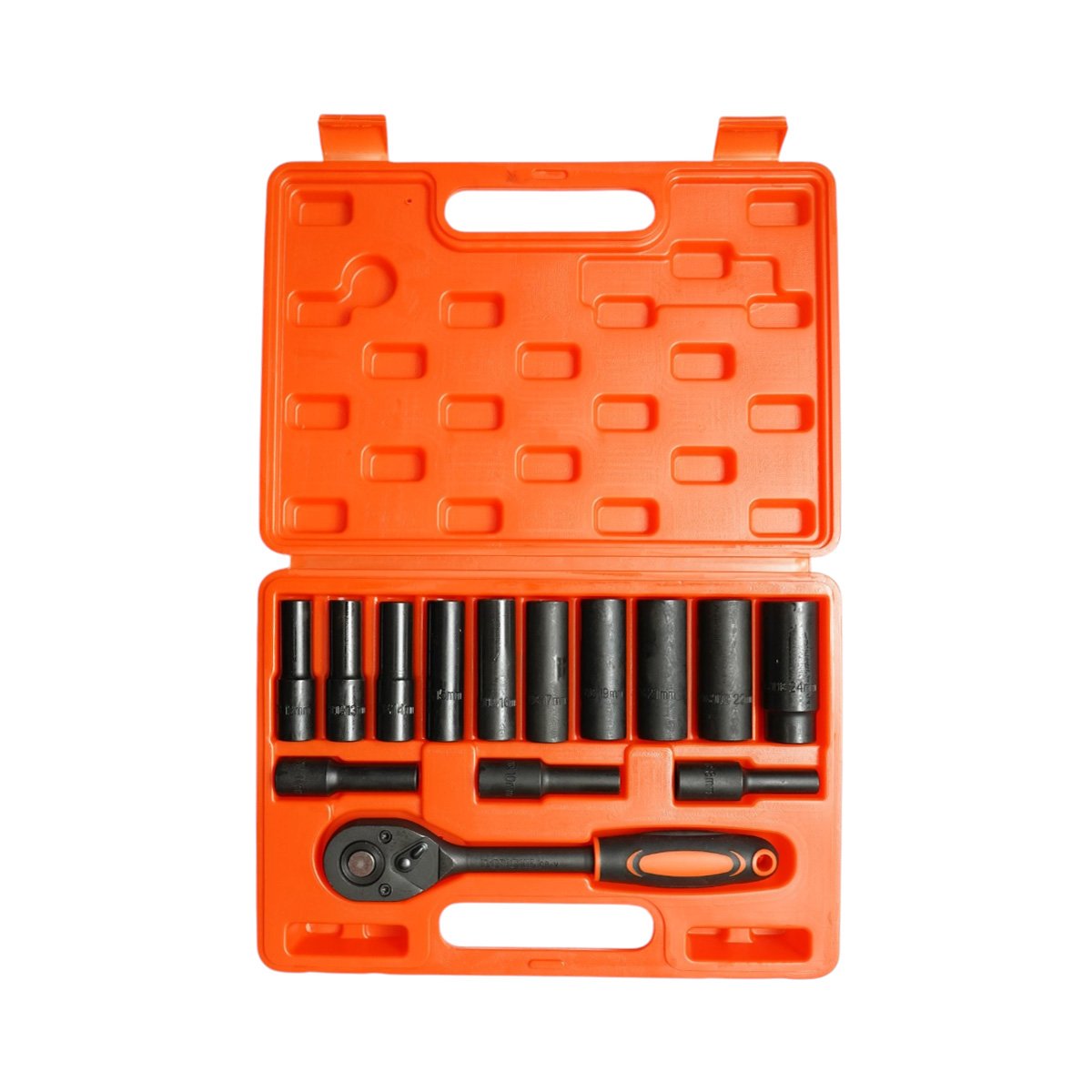 Trusa chei tubulare lungi 8-24mm, antrenor cu clichet 1/2 inch Cr-V 14 piese Breckner Germany - imagine 2