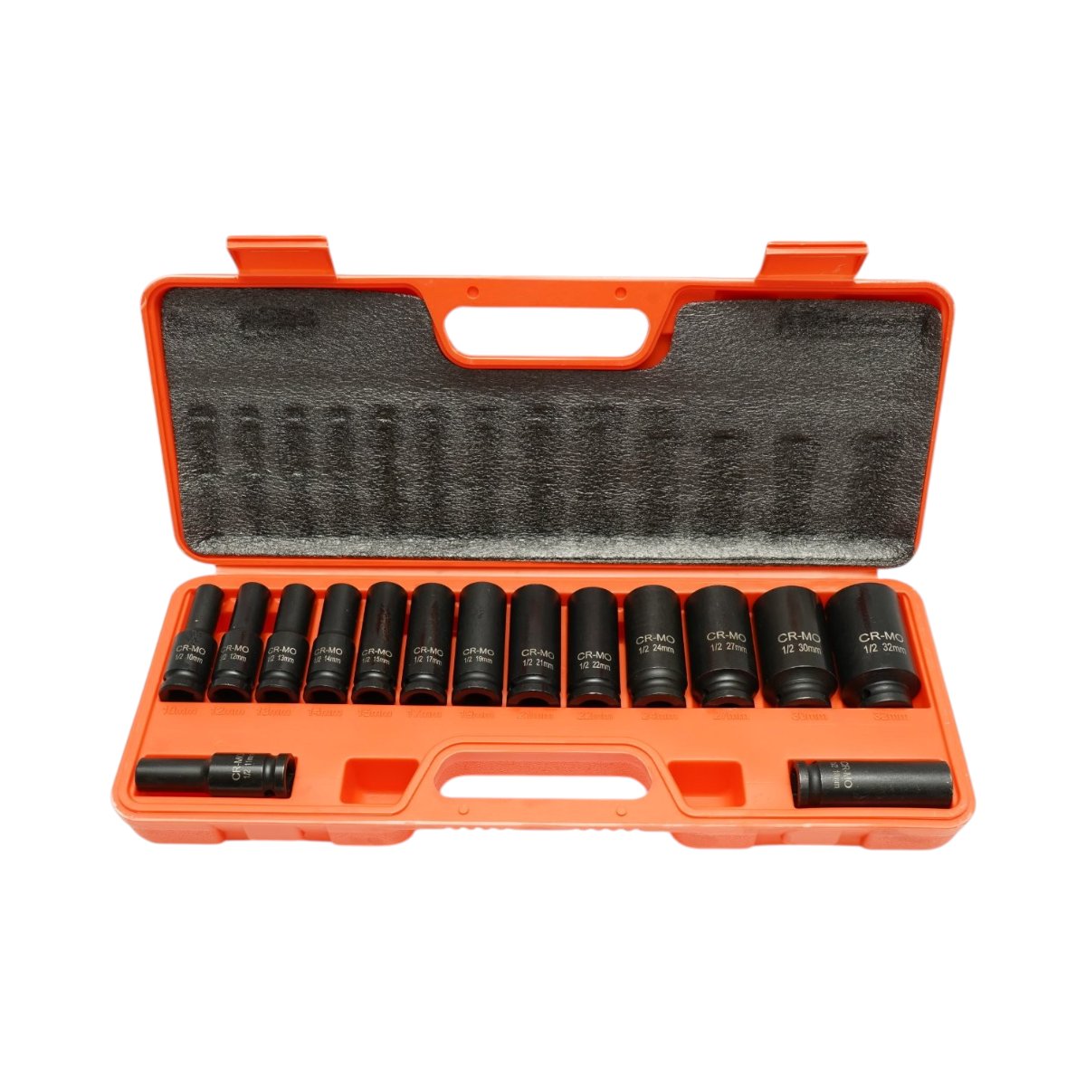 Trusa chei tubulare de impact lungi 10-32mm, patrat 1/2 inch Cr-Mo 15 piese Breckner Germany