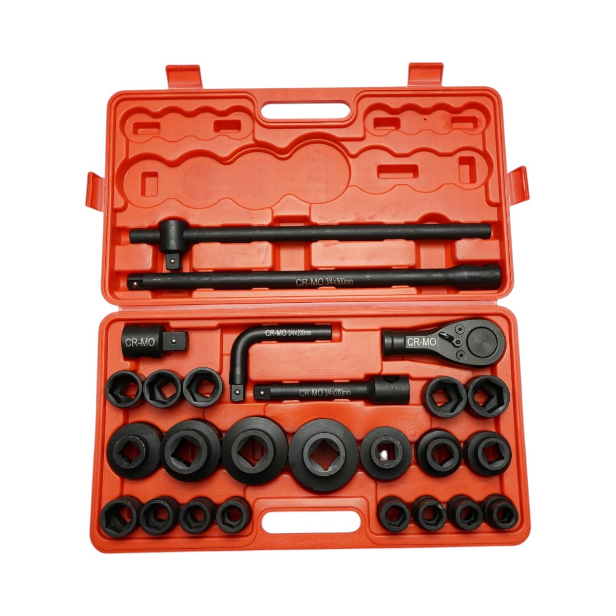 Trusa chei tubulare de impact 17-65mm, antrenor cu clichet, prelungitoare 200 si 500mm, tip L 200mm, bara T, adaptor 3/4-1 inch Cr-Mo 26 piese Breckner Germany - imagine 2