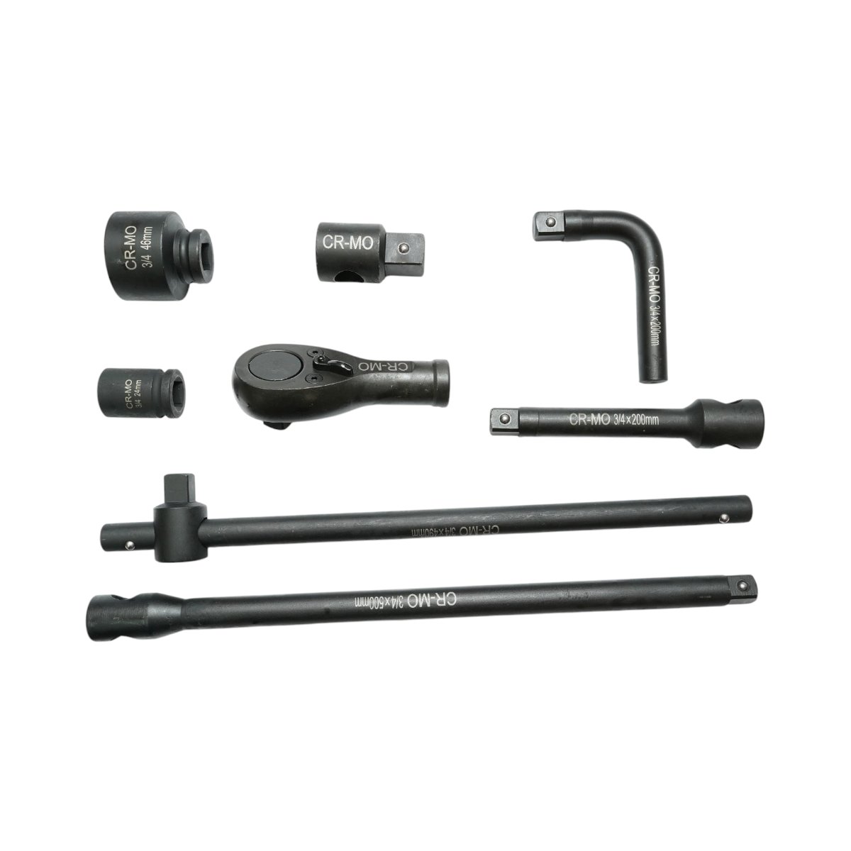 Trusa chei tubulare de impact 17-65mm, antrenor cu clichet, prelungitoare 200 si 500mm, tip L 200mm, bara T, adaptor 3/4-1 inch Cr-Mo 26 piese Breckner Germany - imagine 5