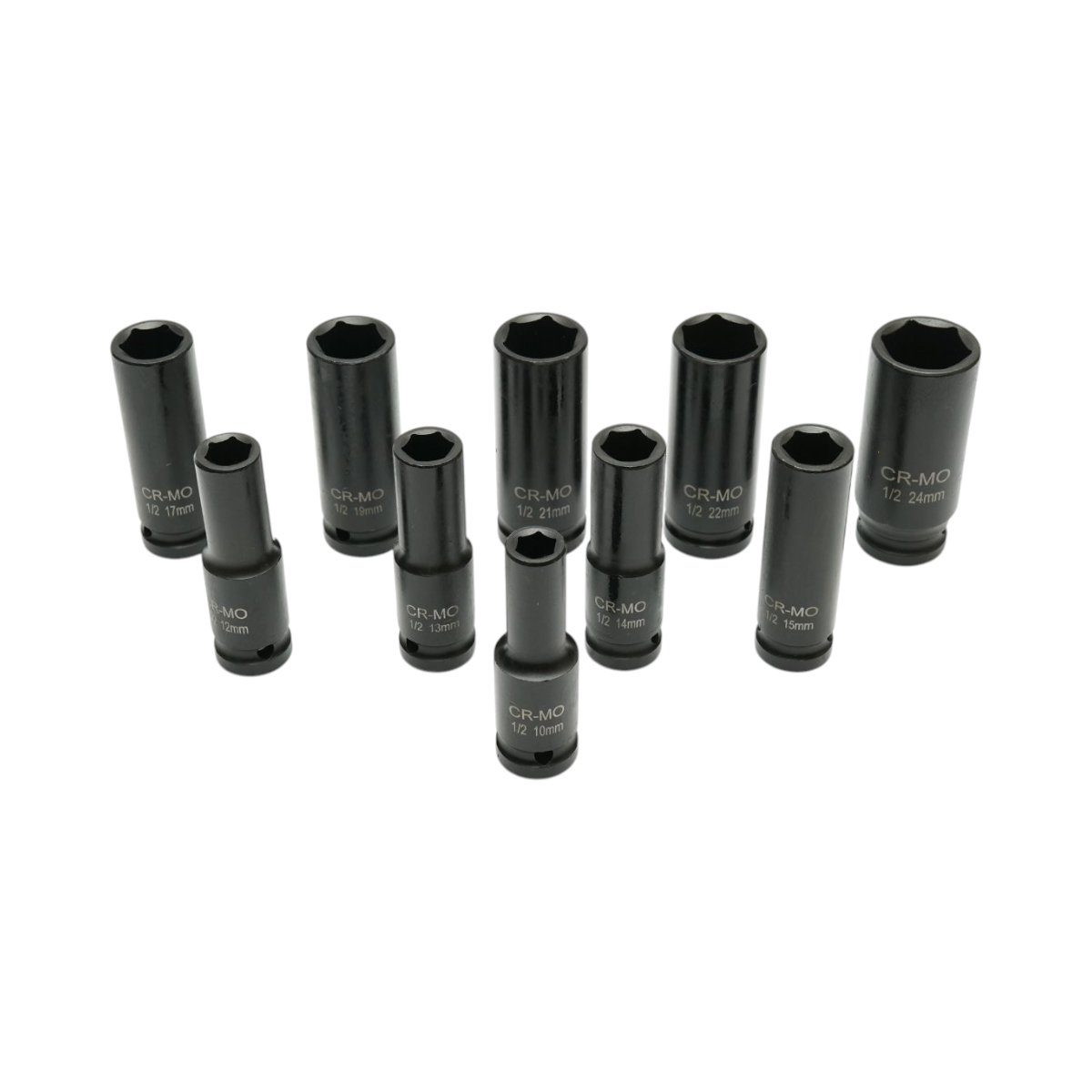 Trusa chei tubulare de impact lungi 10-24mm, patrat 1/2 inch Cr-Mo 10 piese Breckner Germany - imagine 2