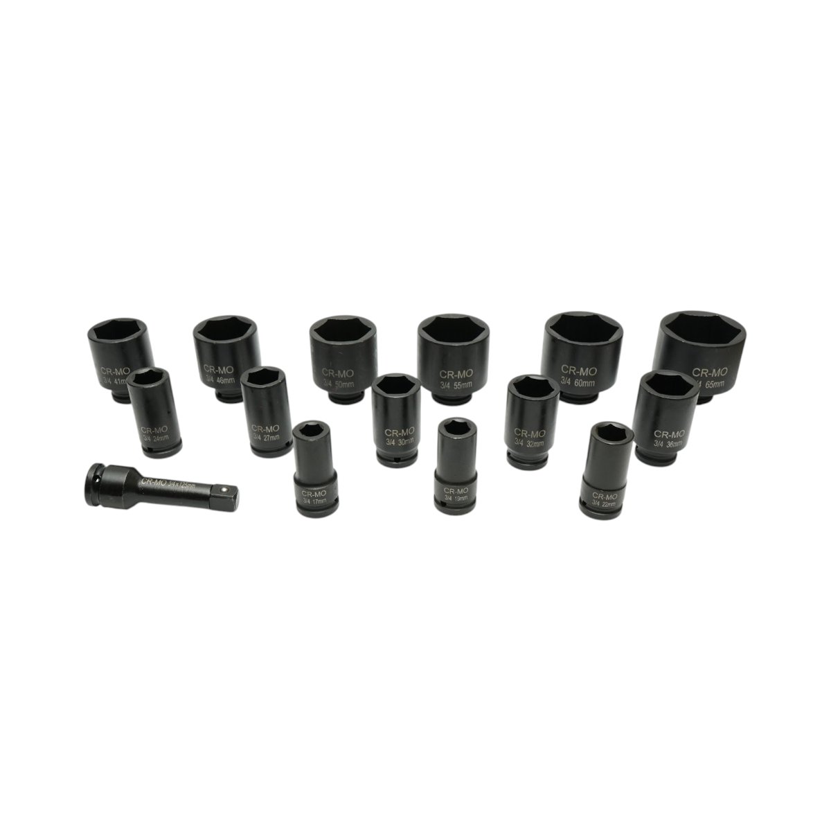 Trusa chei tubulare de impact lungi 17-65mm, prelungitor 125mm, patrat 3/4 inch Cr-Mo 15 piese Breckner Germany - imagine 2